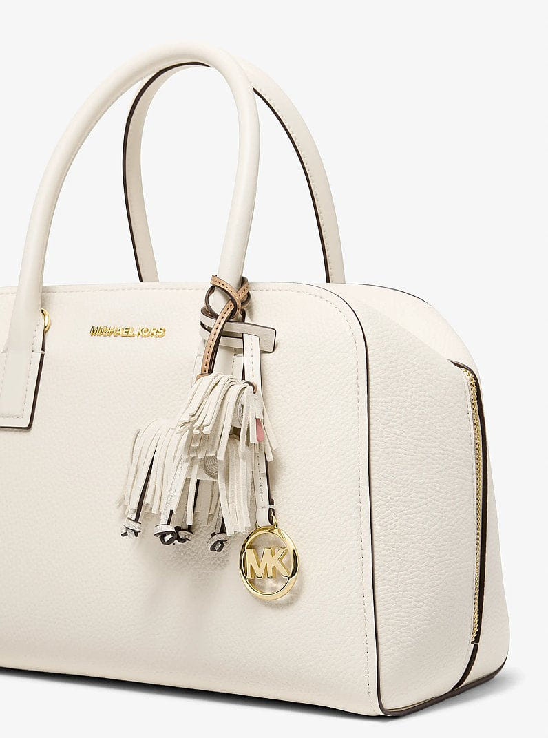 Michael Kors Leather Shaggy Dog Bag Charm Lt Cream
