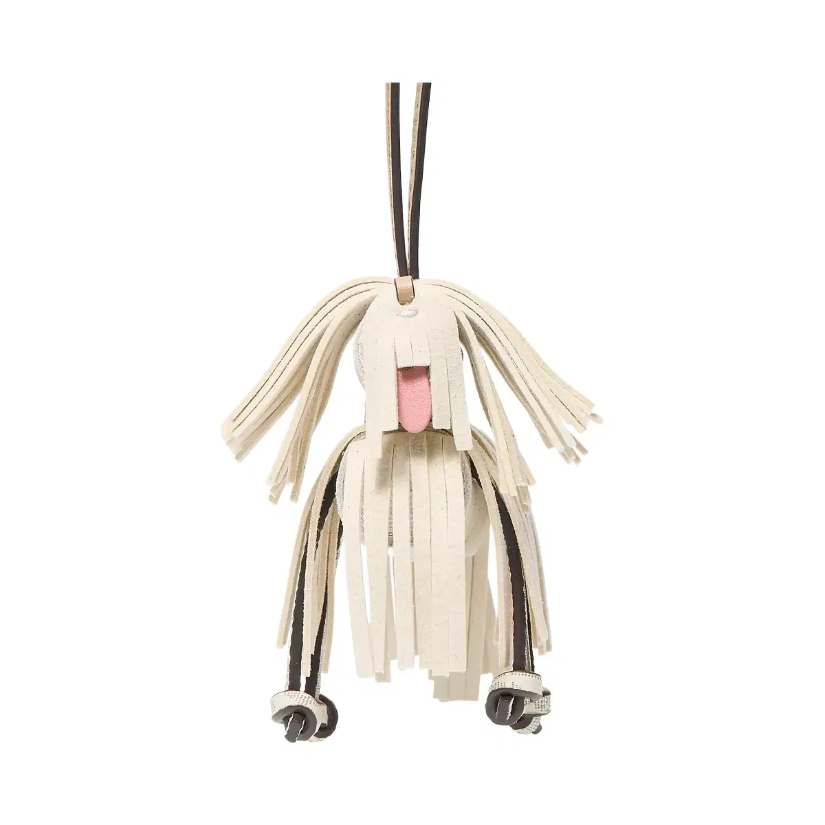 Michael Kors Leather Shaggy Dog Bag Charm Lt Cream