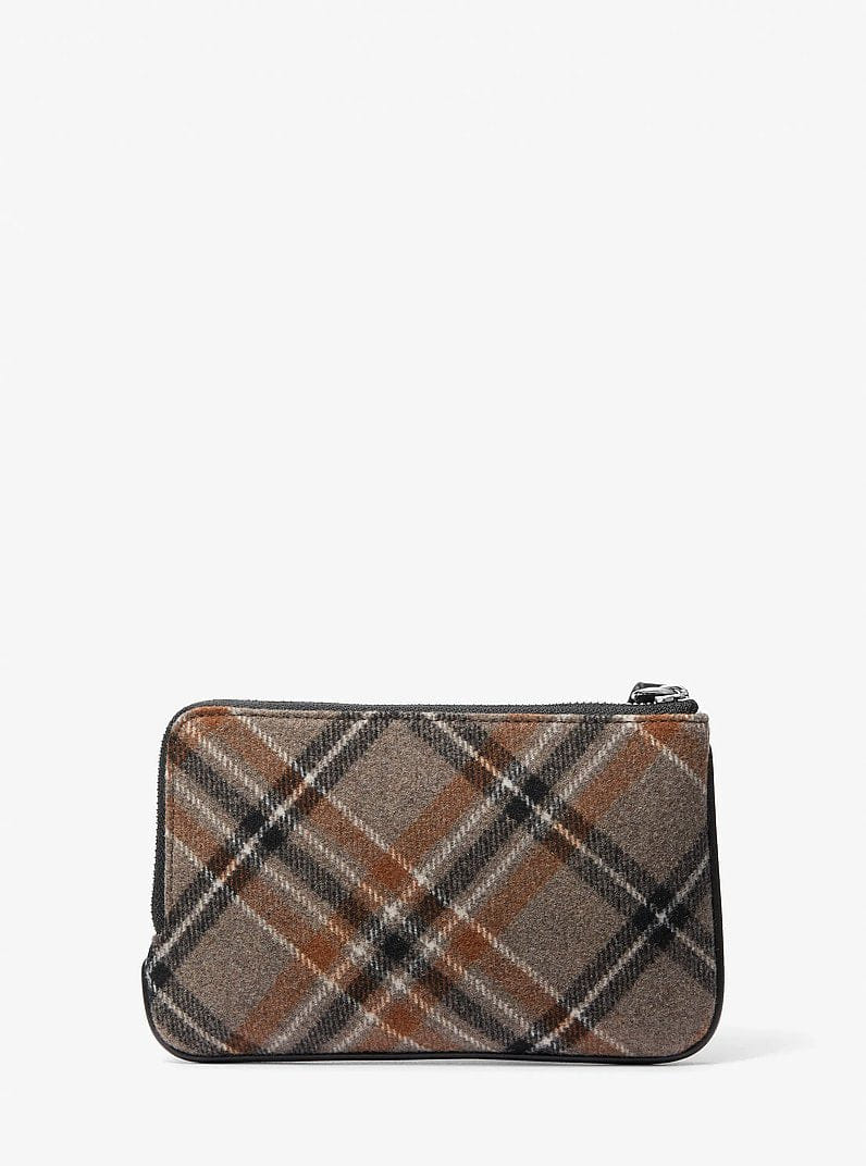 Michael Kors Jet Set Travel Plaid Print Wool Wristlet Black
