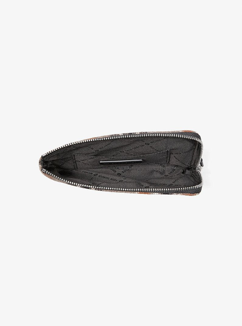 Michael Kors Jet Set Travel Plaid Print Wool Wristlet Black