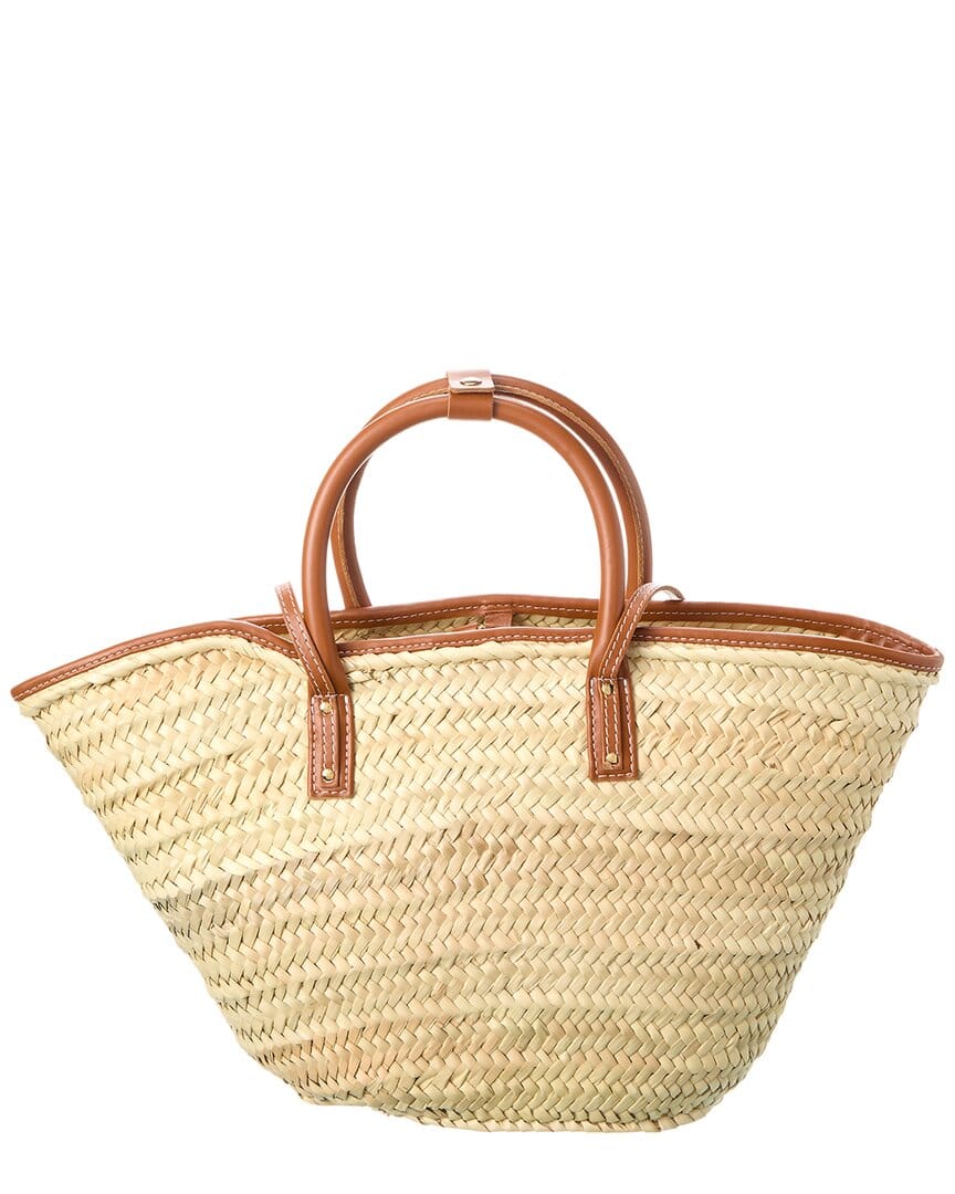 Jacquemus Le Panier Soli Palm & Leather Tote, Brown