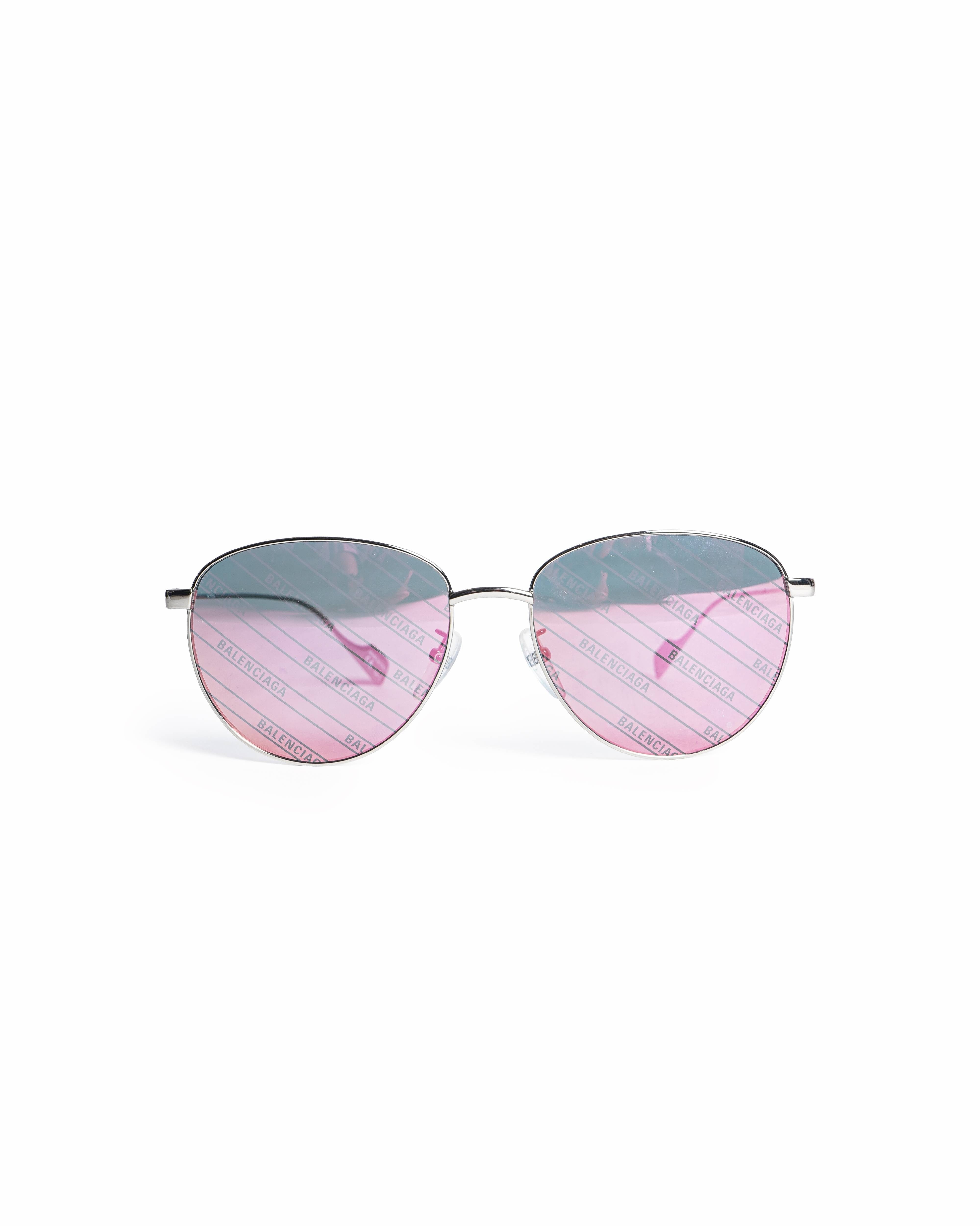 Balenciaga Pink Mirrored Logo Script Unisex Sunglasses
