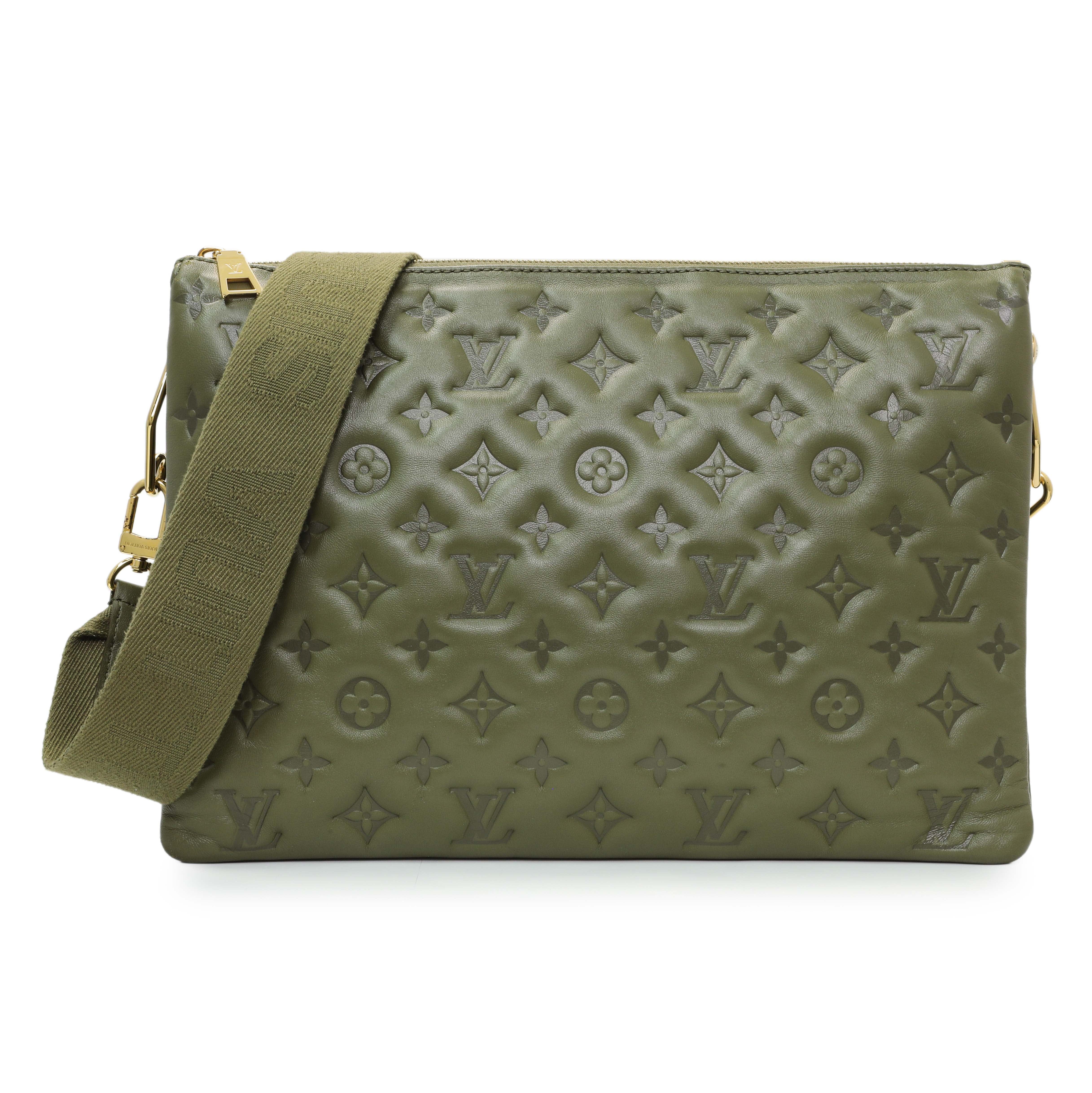 Louis Vuitton Green Monogram Embossed Lambskin Coussin MM