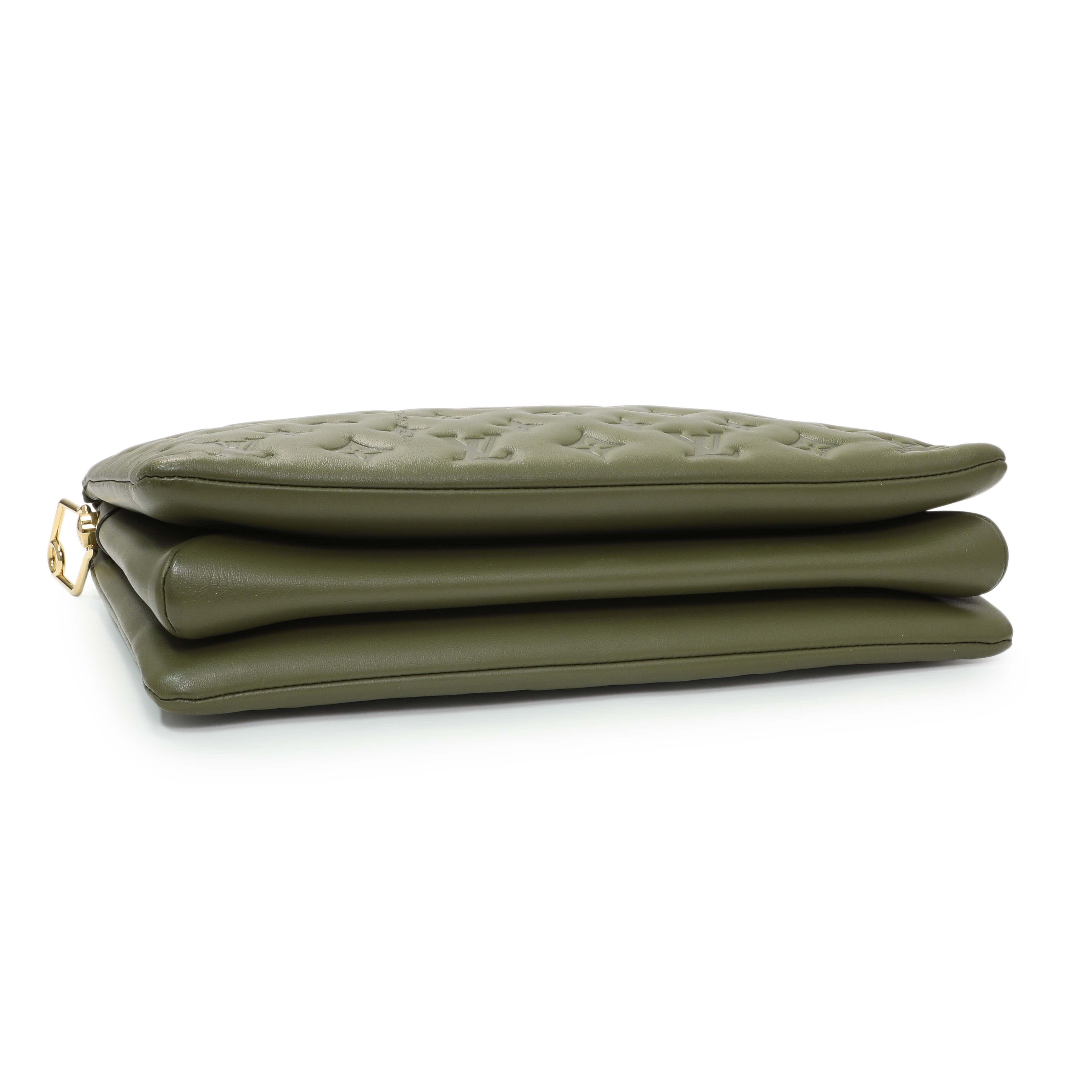 Louis Vuitton Green Monogram Embossed Lambskin Coussin MM