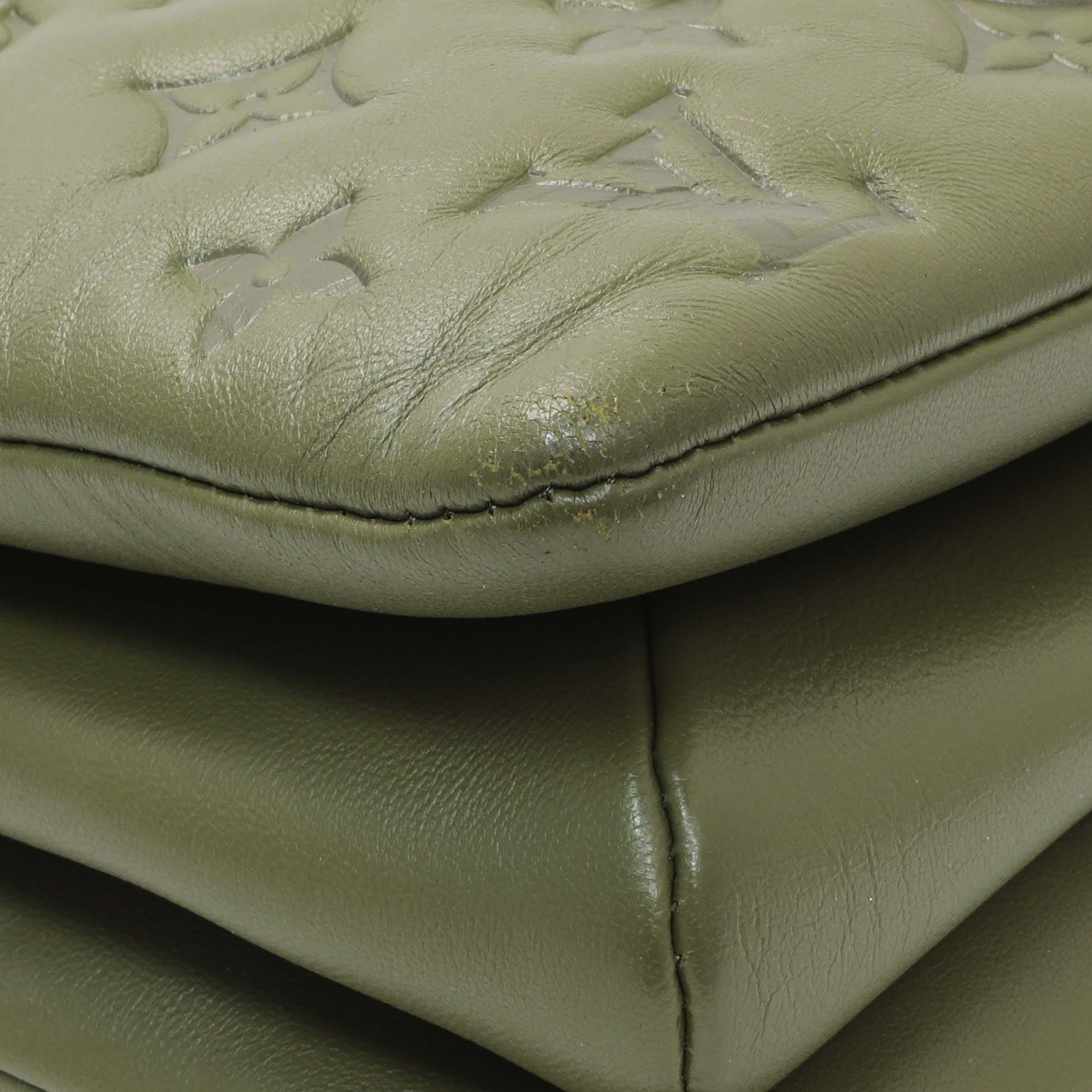 Louis Vuitton Green Monogram Embossed Lambskin Coussin MM