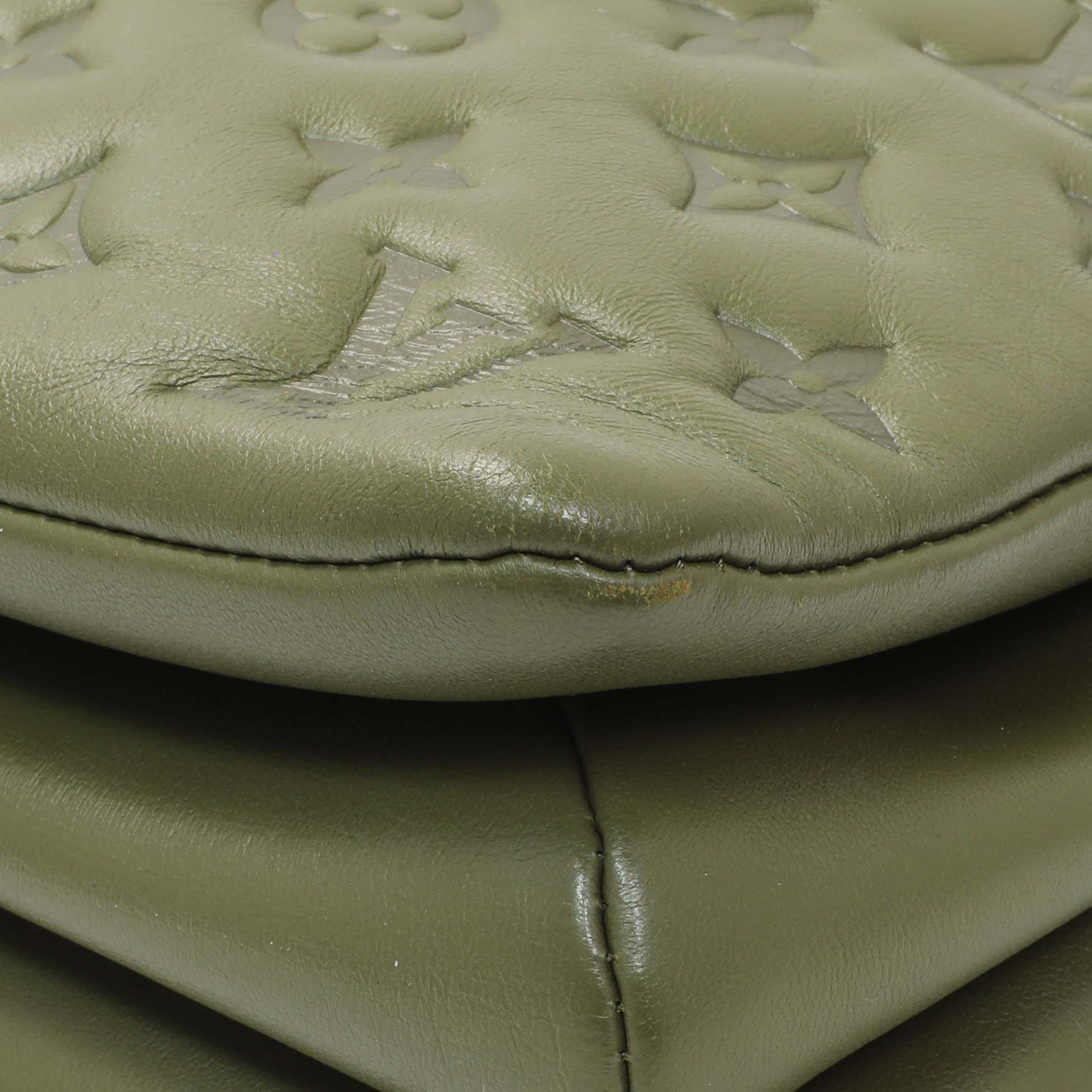 Louis Vuitton Green Monogram Embossed Lambskin Coussin MM