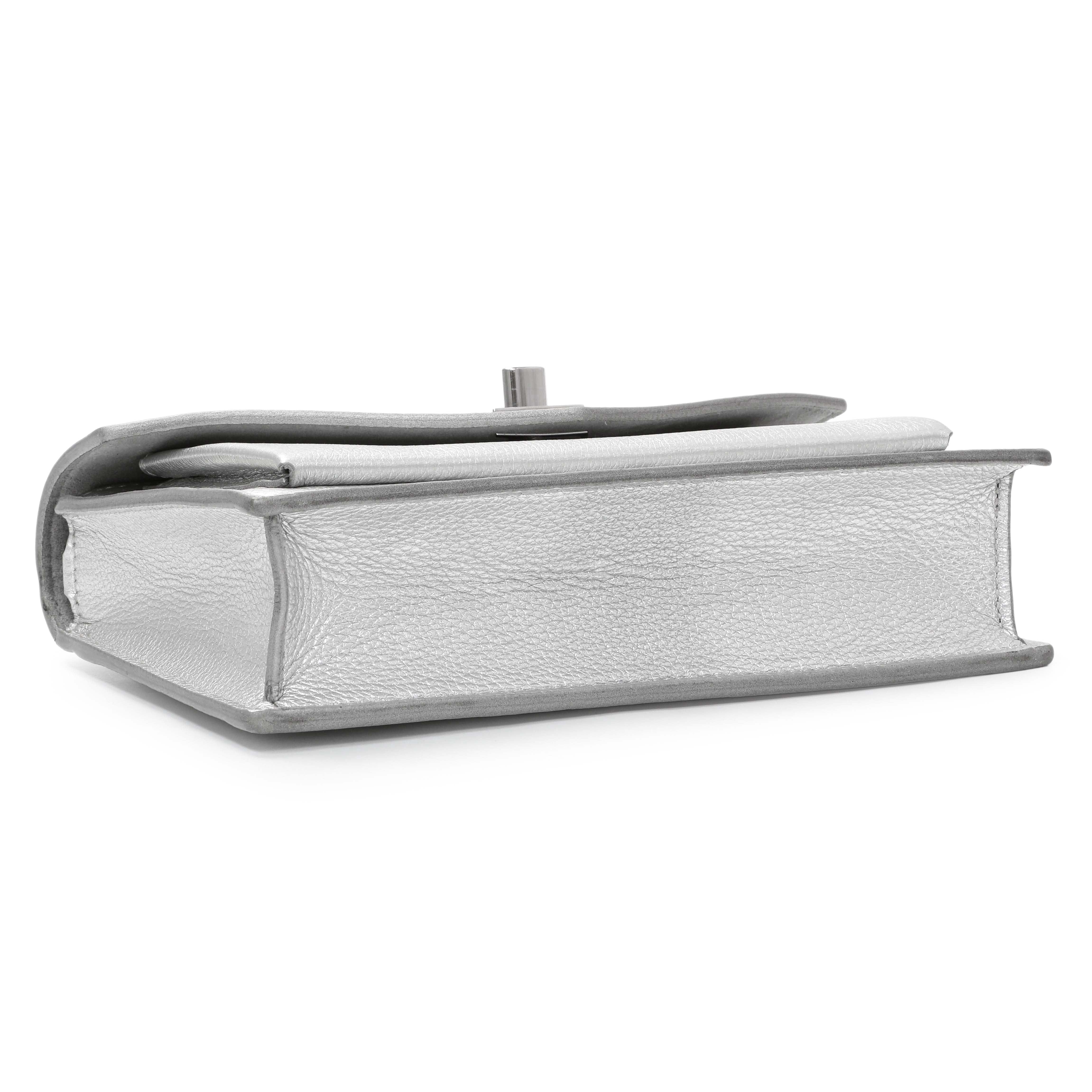 Louis Vuitton Silver Soft Calfskin Mylockme Chain Pochette