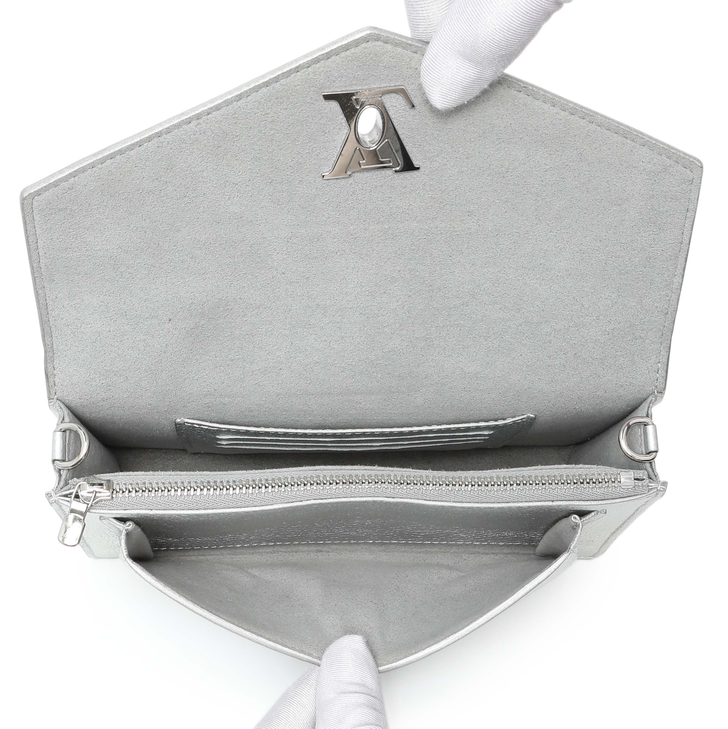 Louis Vuitton Silver Soft Calfskin Mylockme Chain Pochette