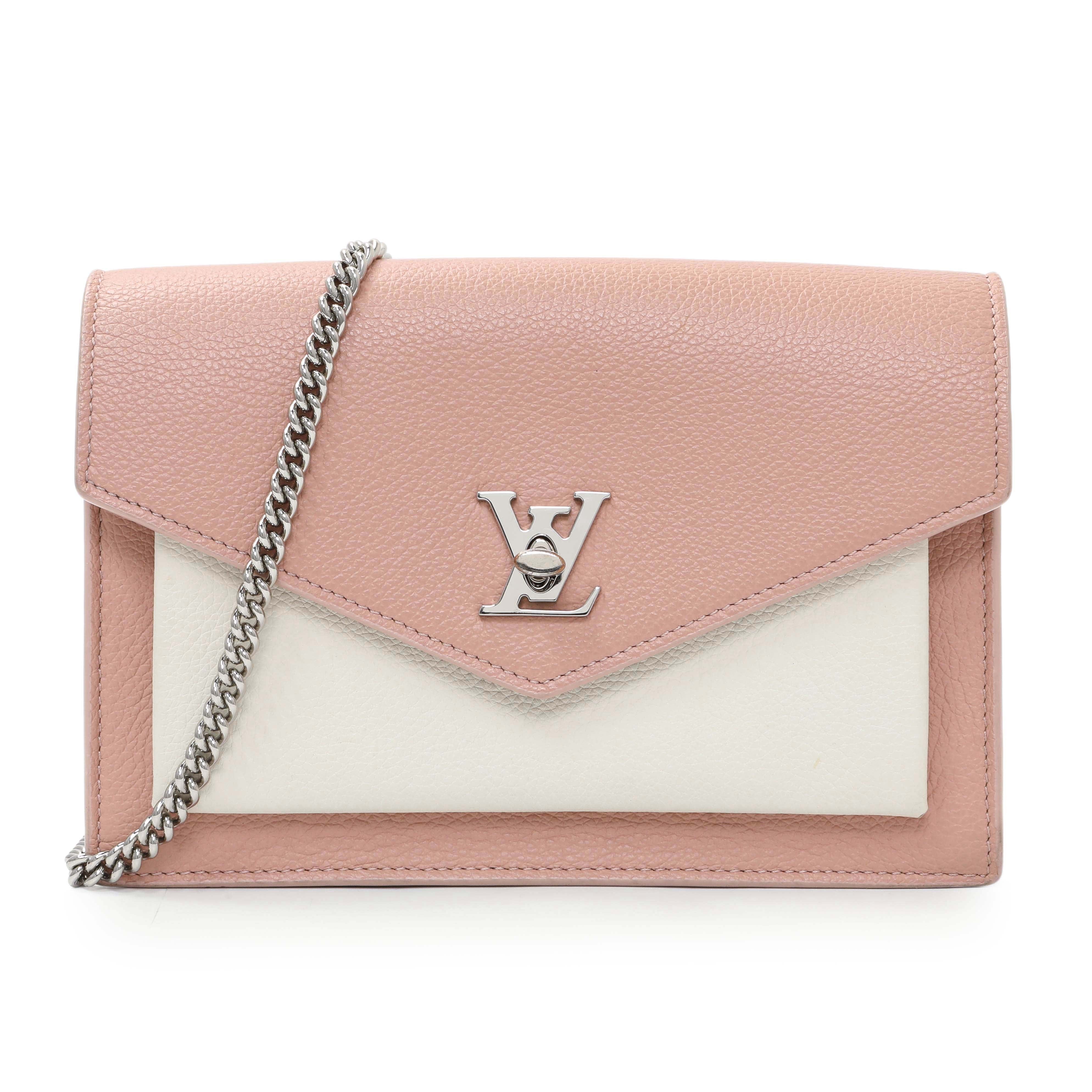 Louis Vuitton Pink Calfskin Mylockme Chain Pochette