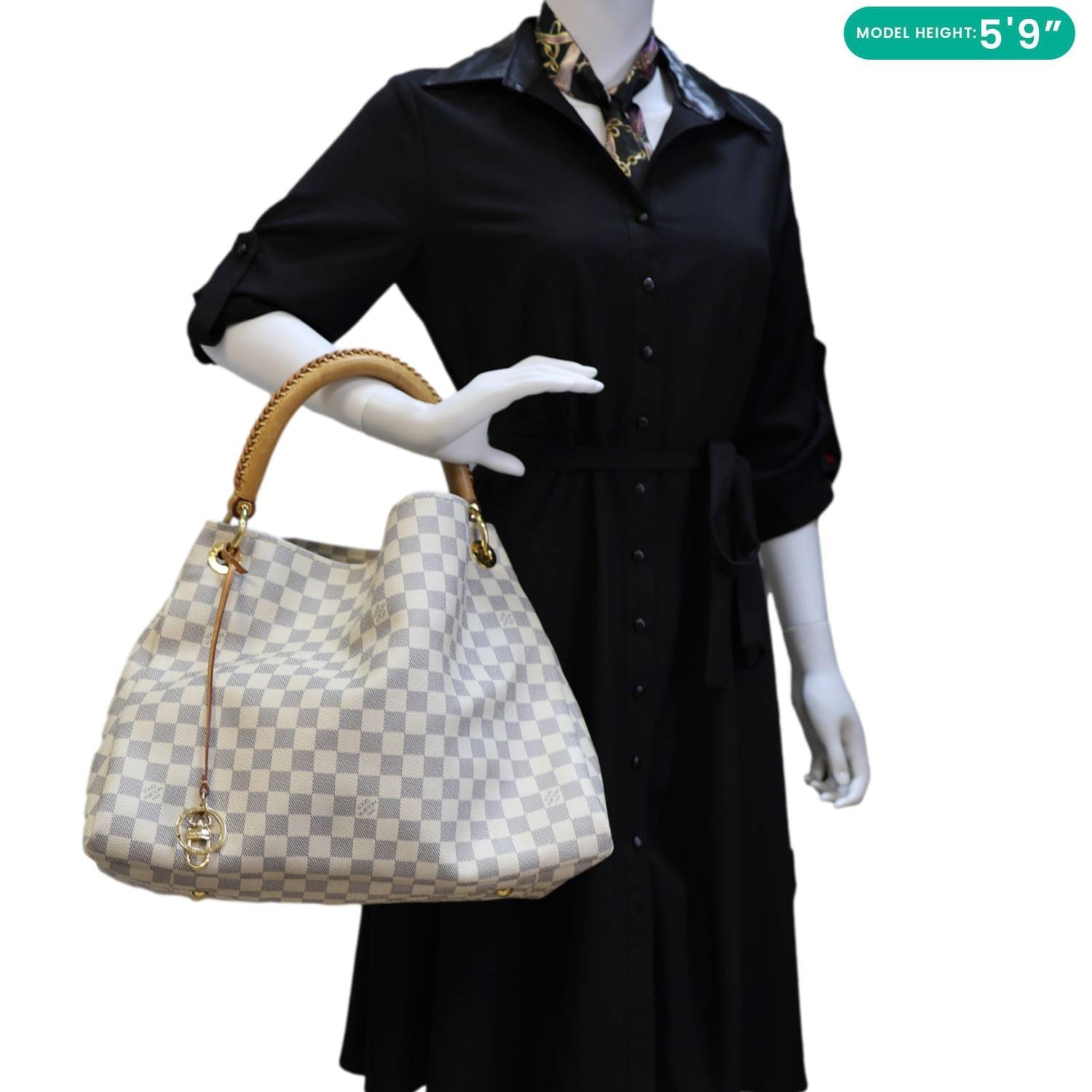 LOUIS VUITTON Artsy MM Damier Azur Hobo Bag White