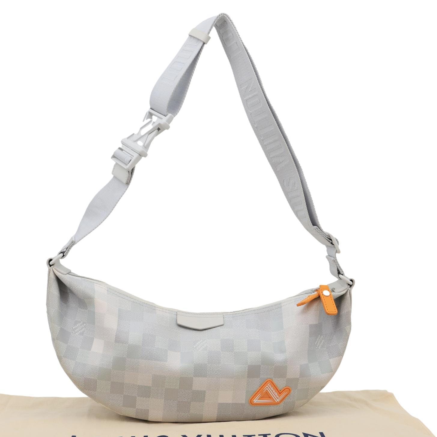 LOUIS VUITTON Hamac Damoflage Snow Canvas Hobo Bag White