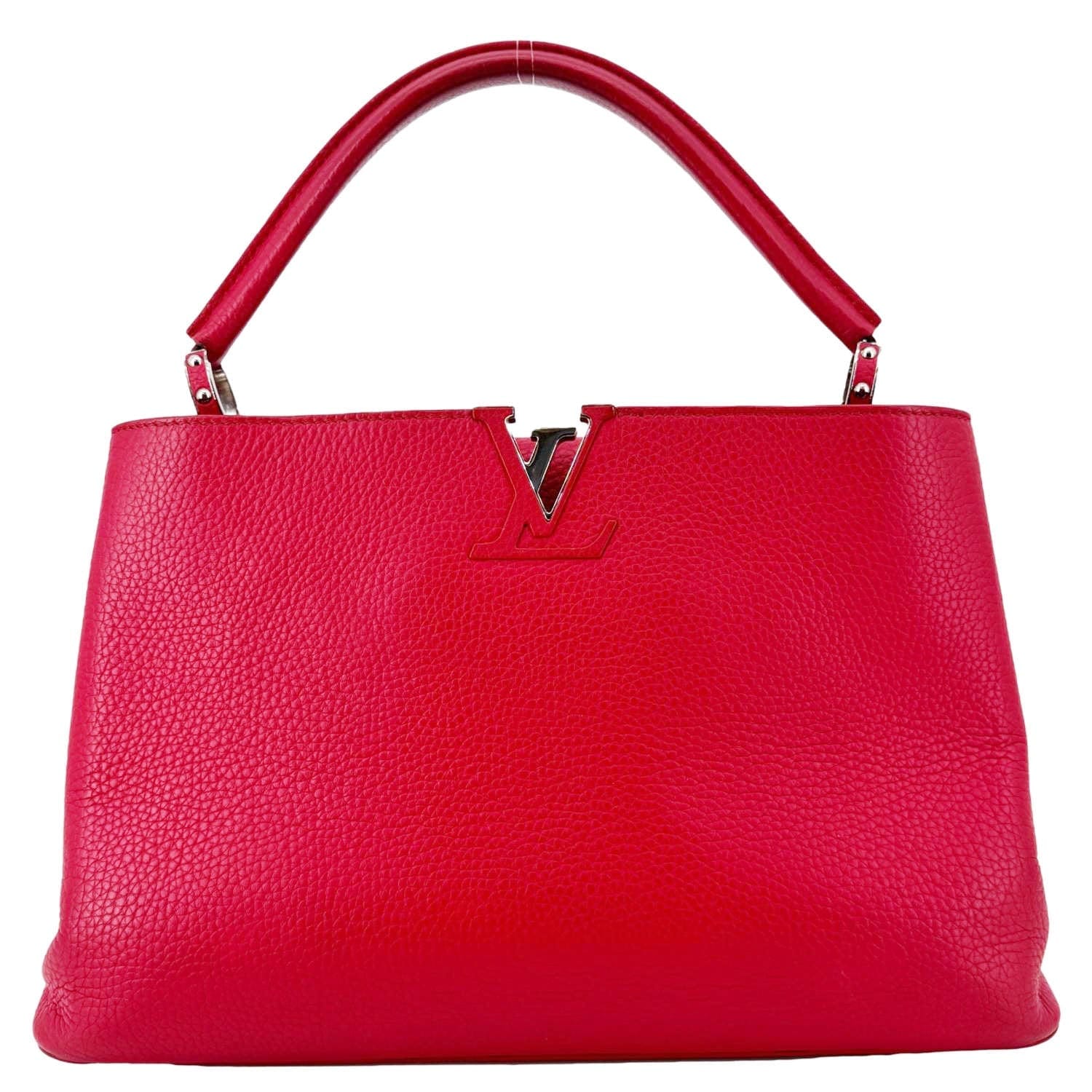 LOUIS VUITTON Capucines MM Taurillon Leather Satchel Bag Red