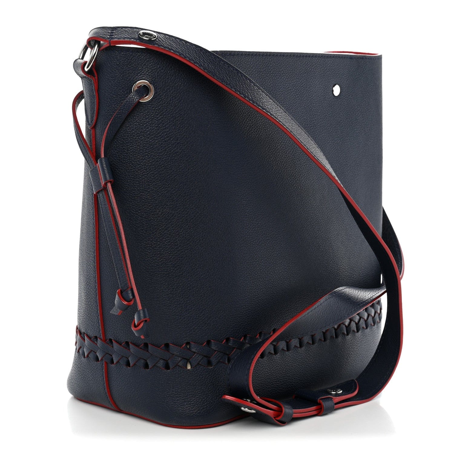Louis Vuitton Soft Calfskin Braided Lockme Bucket Marine Rouge