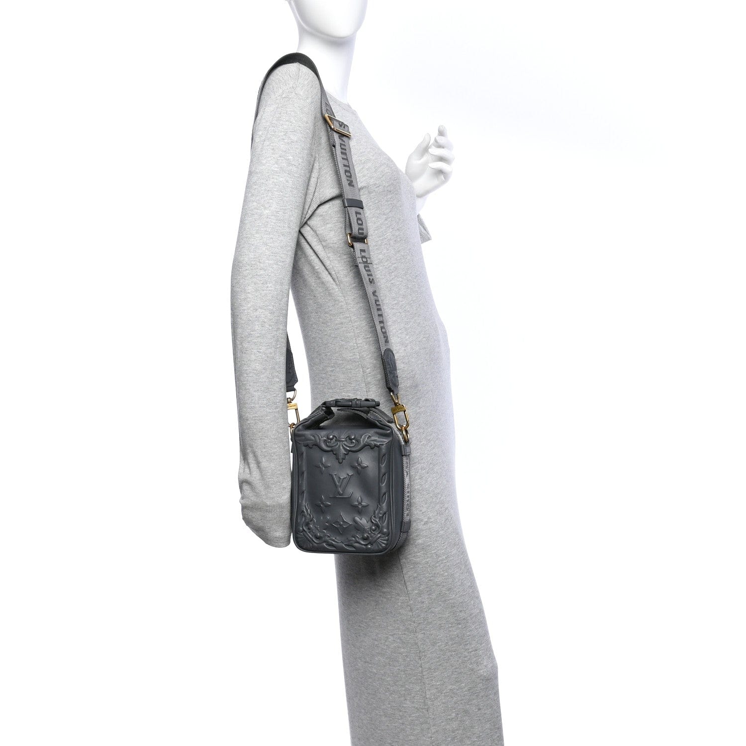 Louis Vuitton Calfskin Monogram Embossed Cruiser Messenger Dark Shadow Gray