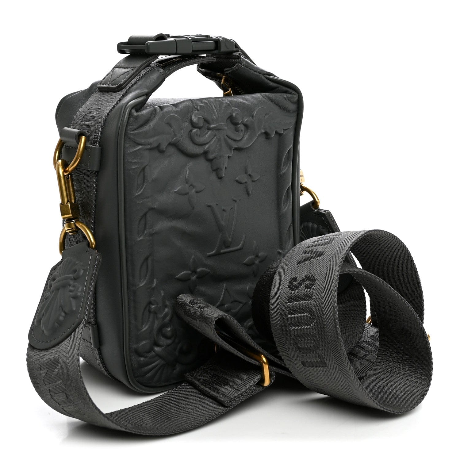Louis Vuitton Calfskin Monogram Embossed Cruiser Messenger Dark Shadow Gray