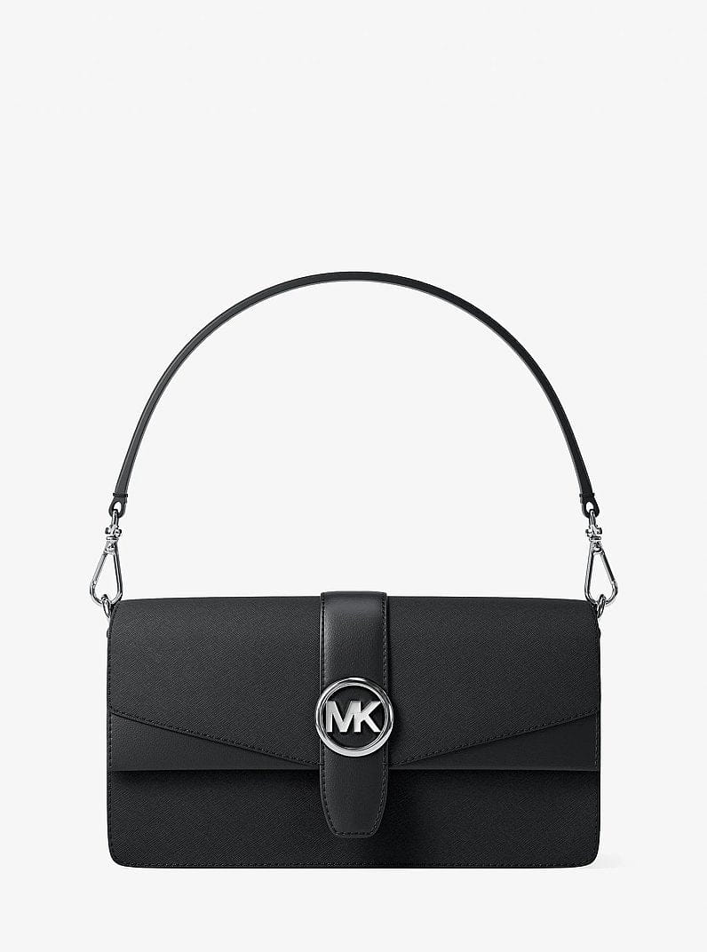Michael Kors Greenwich Medium Saffiano Leather Convertible Shoulder Bag Black
