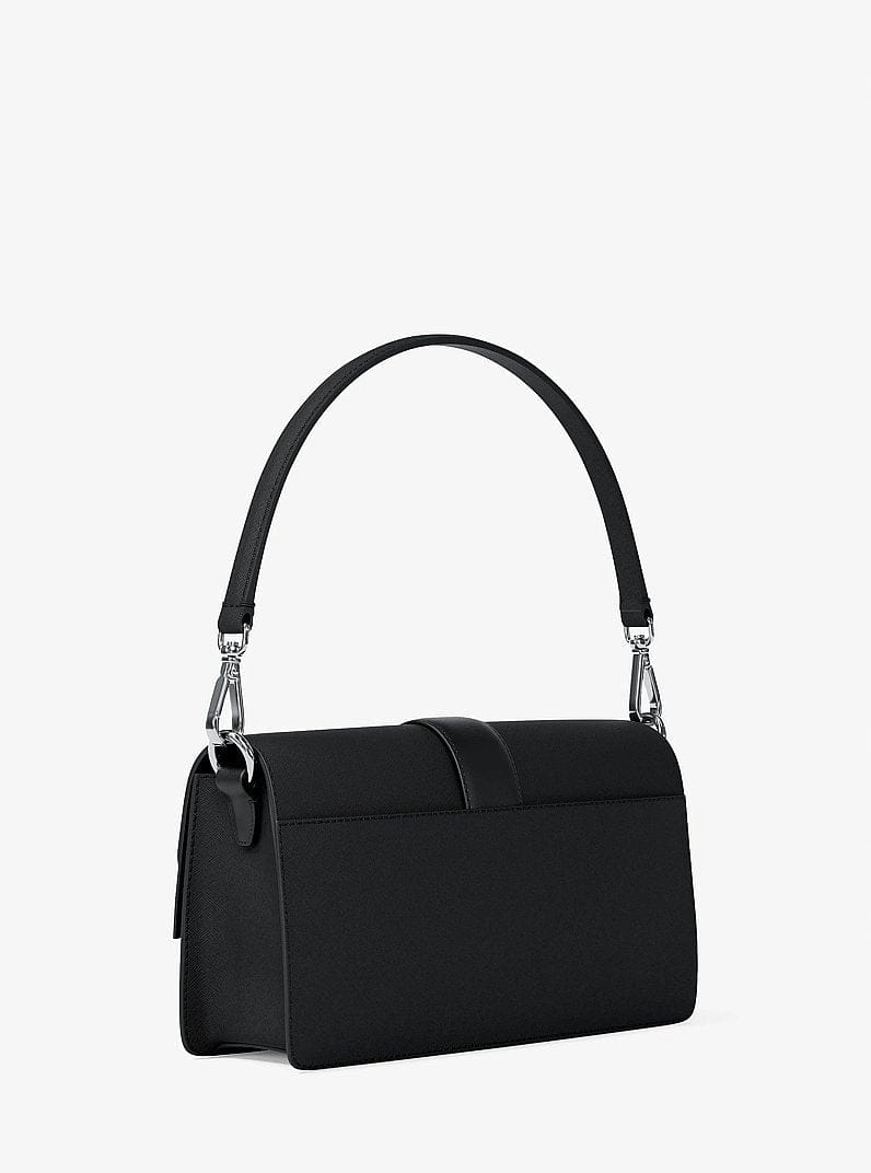 Michael Kors Greenwich Medium Saffiano Leather Convertible Shoulder Bag Black