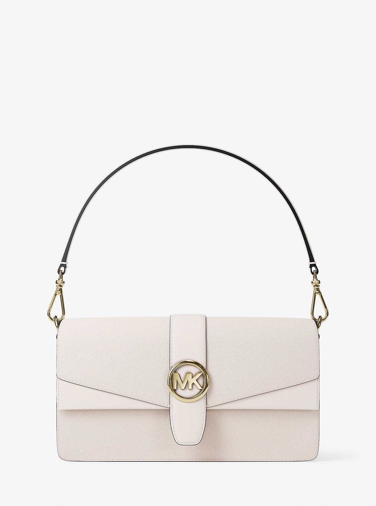 Michael Kors Greenwich Medium Saffiano Leather Shoulder Bag Lt Cream