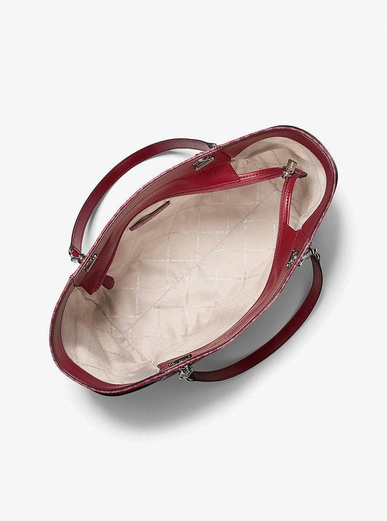 Michael Kors Jet Set Large Signature Logo Shoulder Bag Maroon
