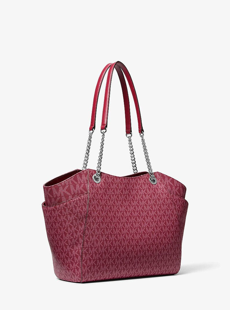 Michael Kors Jet Set Large Signature Logo Shoulder Bag Maroon