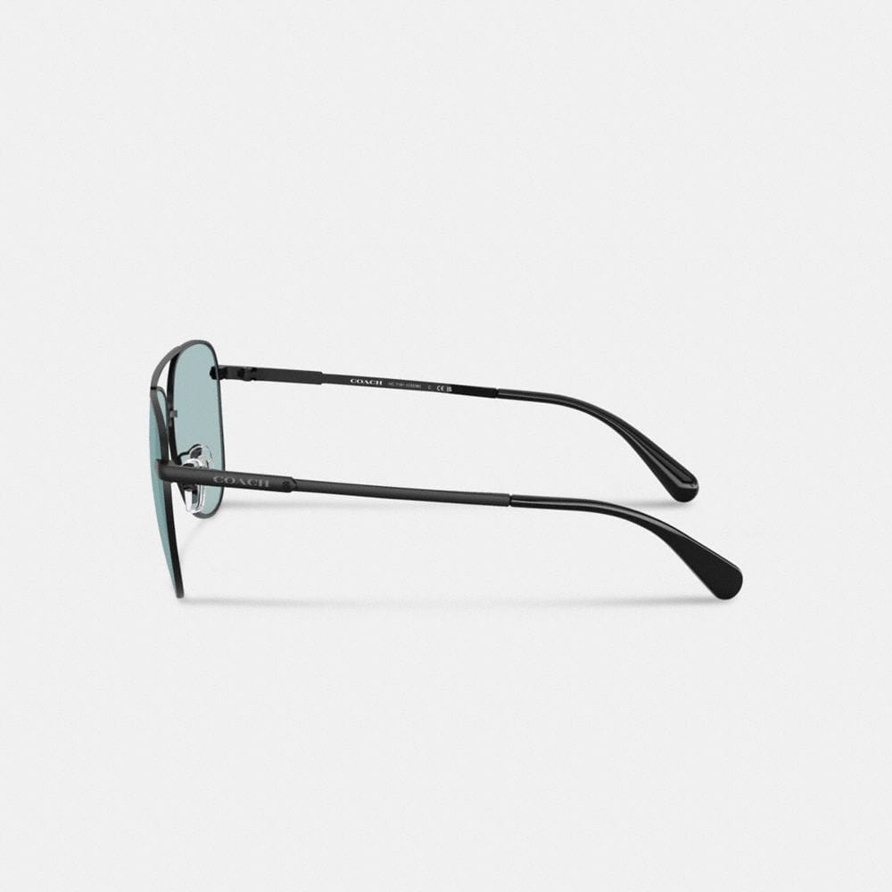 Coach C Hardware Metal Pilot Sunglasses Black Blue