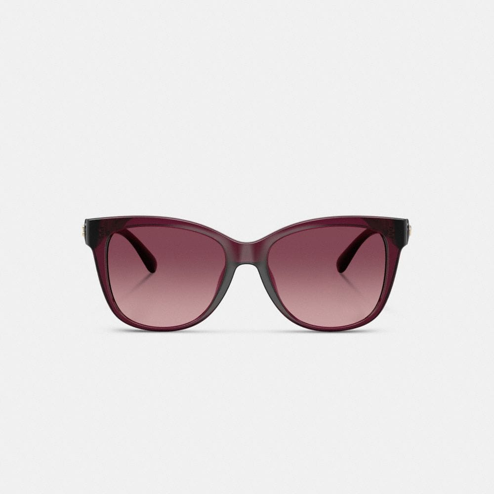 Coach Signature Heart Oversized Square Sunglasses Wine