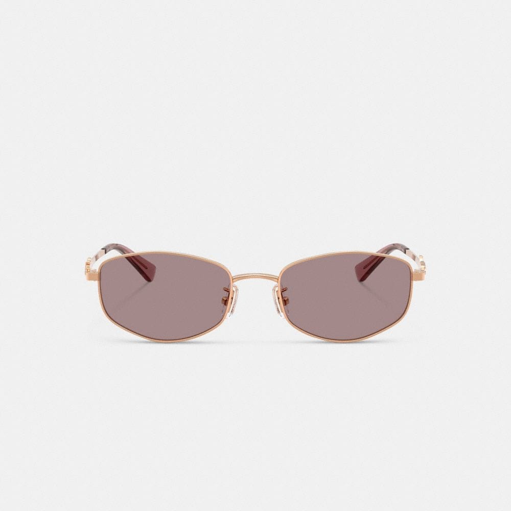 Coach Coach Script Metal Narrow Rectangle Sunglasses Rose Gold
