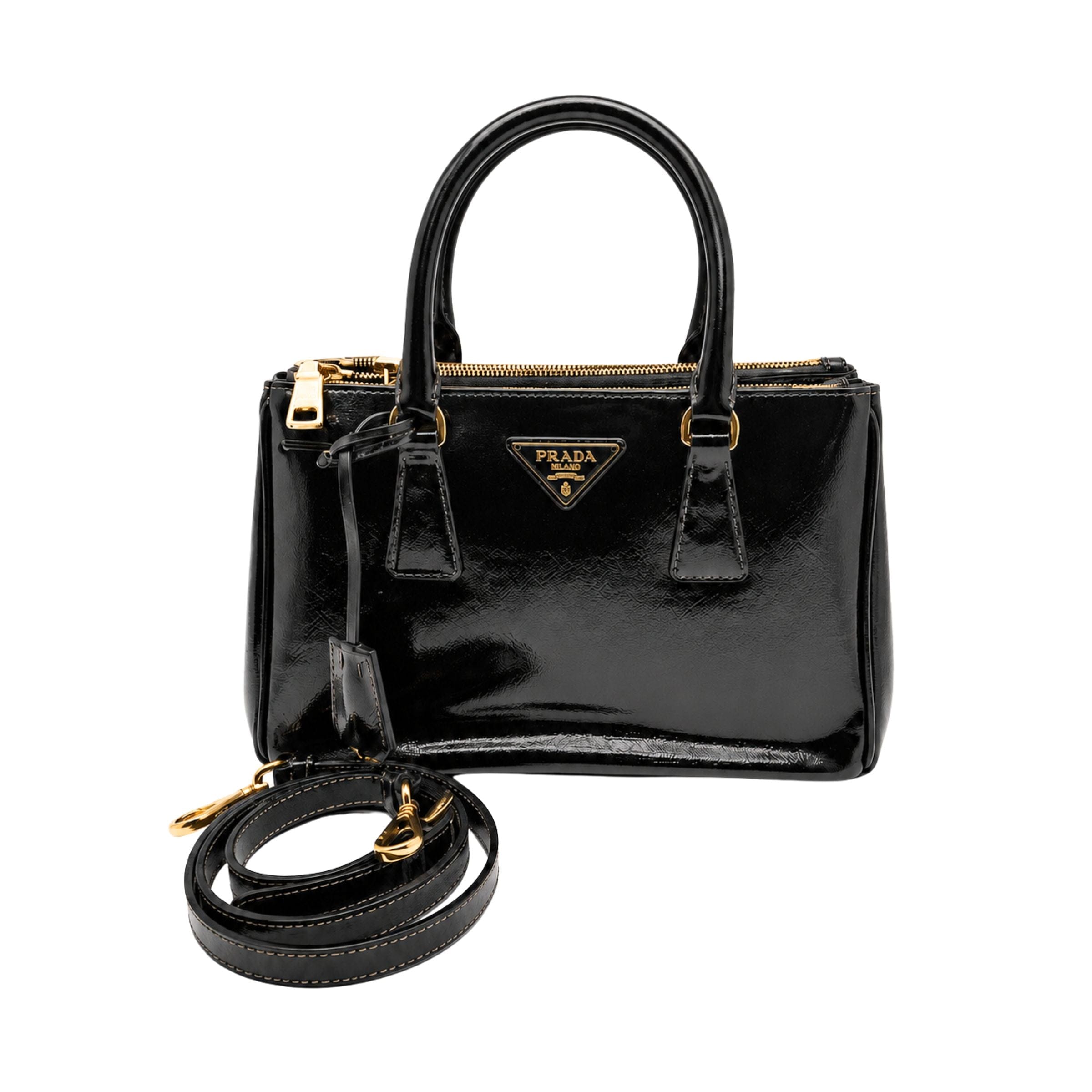 Prada Galleria Small Black Patent Leather Bag