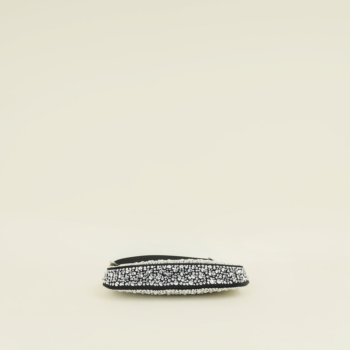Prada Black Metal Crystal - Embellished Satin Cleo Bag