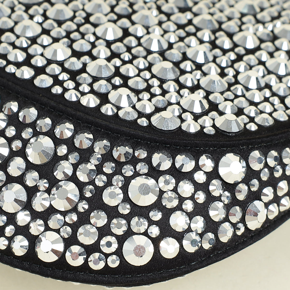 Prada Black Metal Crystal - Embellished Satin Cleo Bag