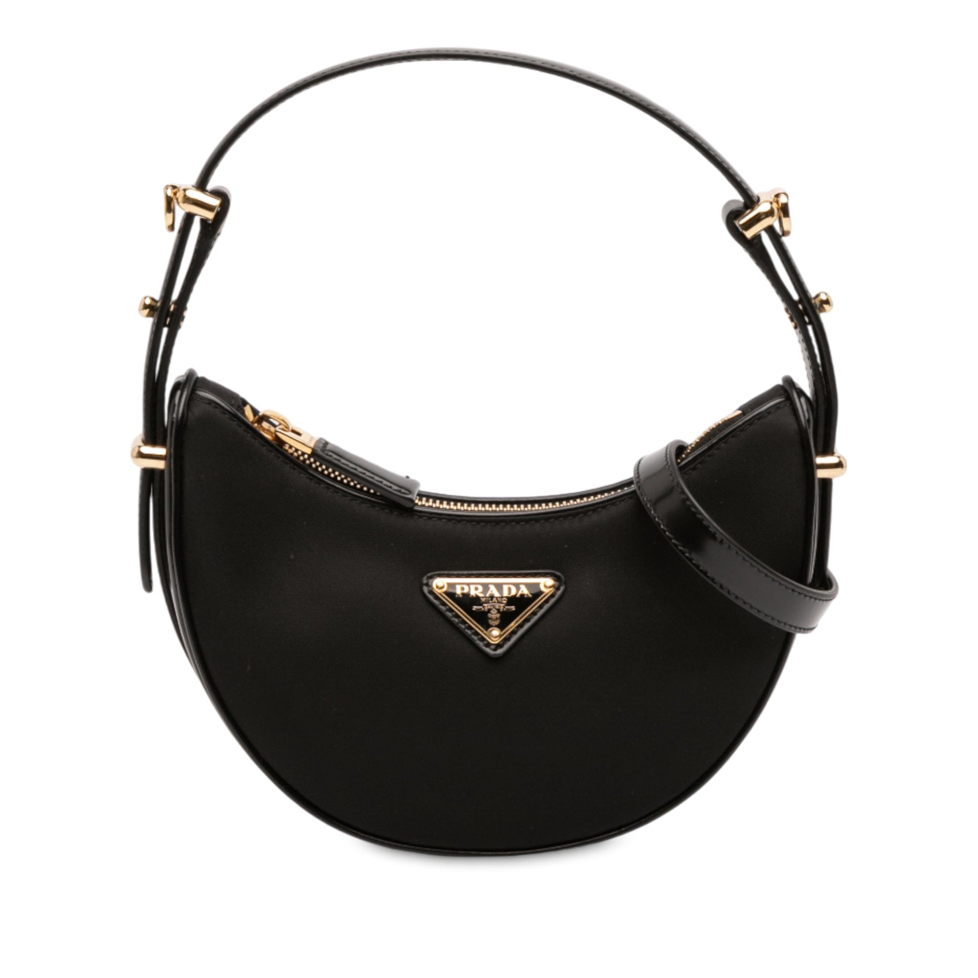 Prada Small Re Nylon and Leather Arque Satchel