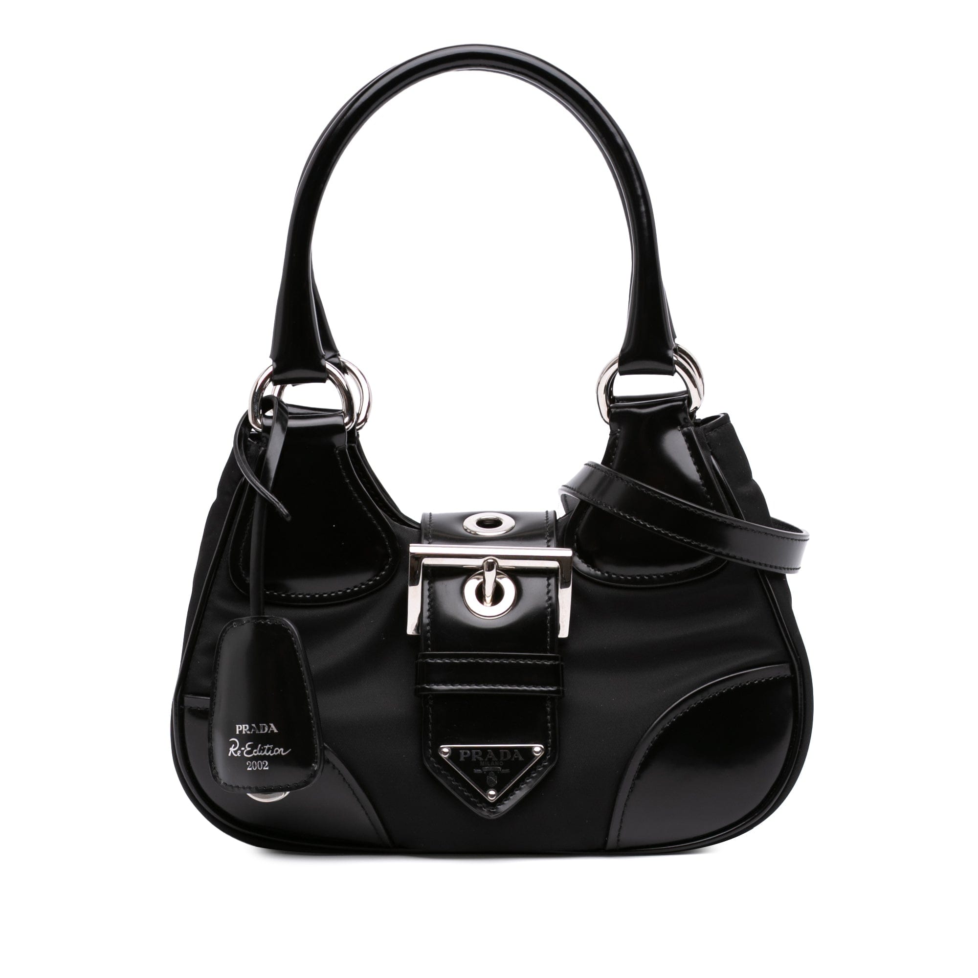 Prada Re Nylon and Shiny Calfskin Re Edition 2002 Moon Satchel