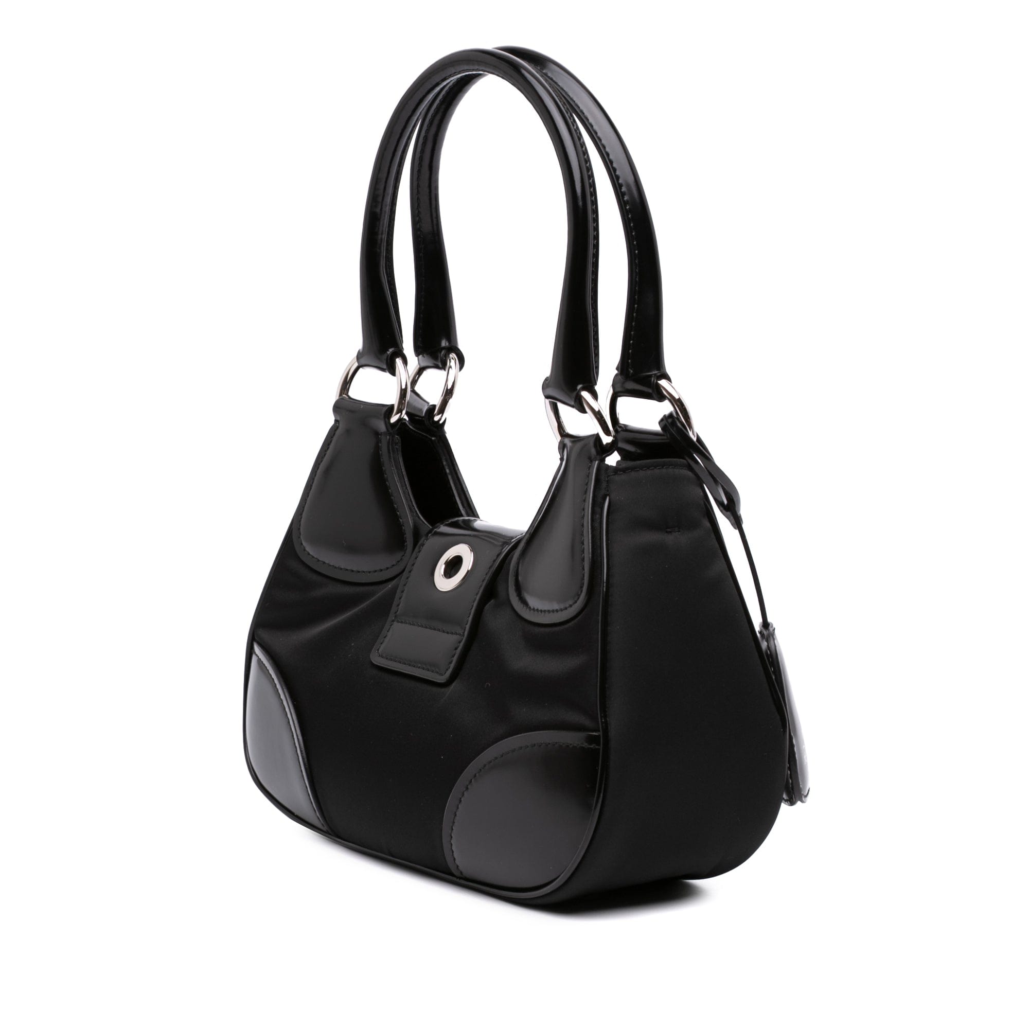Prada Re Nylon and Shiny Calfskin Re Edition 2002 Moon Satchel