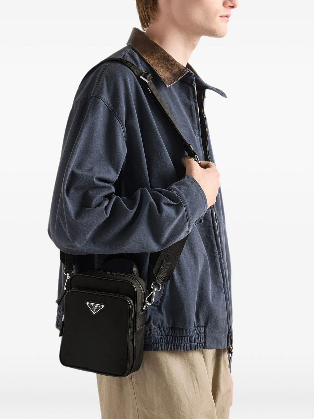 Prada Men Borsa A Tracolla In Re - Nylon E Saffiano