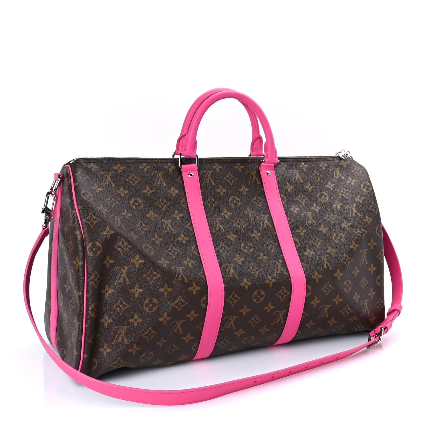 Louis Vuitton Monogram Macassar Keepall Bandouliere 50 Fuchsia
