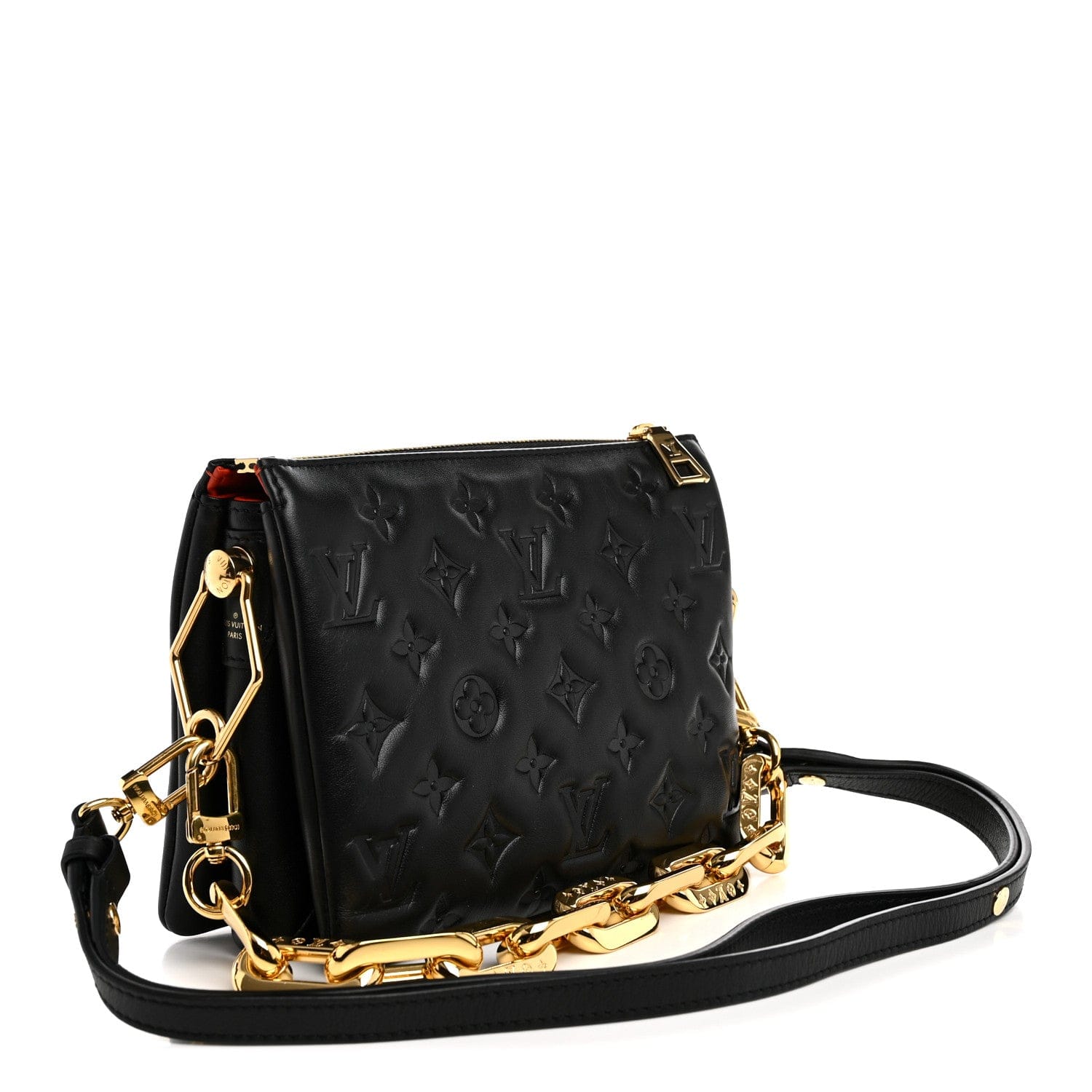 Louis Vuitton Lambskin Embossed Monogram Coussin BB Black