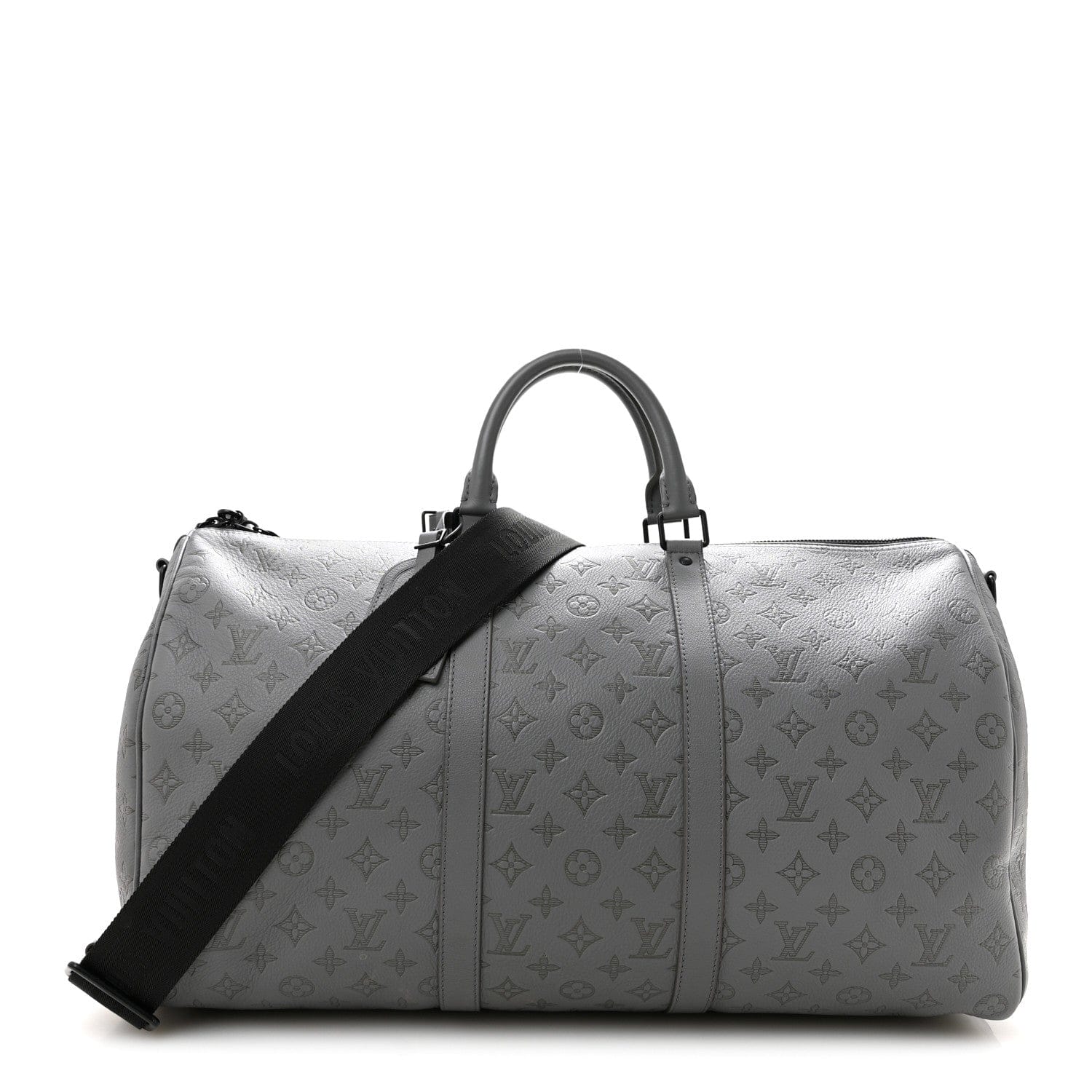 Louis Vuitton Calfskin Monogram Shadow Keepall Bandouliere 50 Anthracite gray