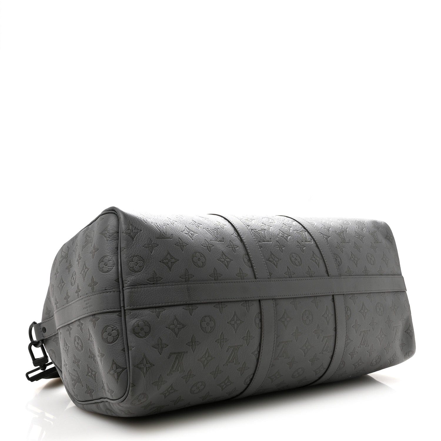 Louis Vuitton Calfskin Monogram Shadow Keepall Bandouliere 50 Anthracite gray