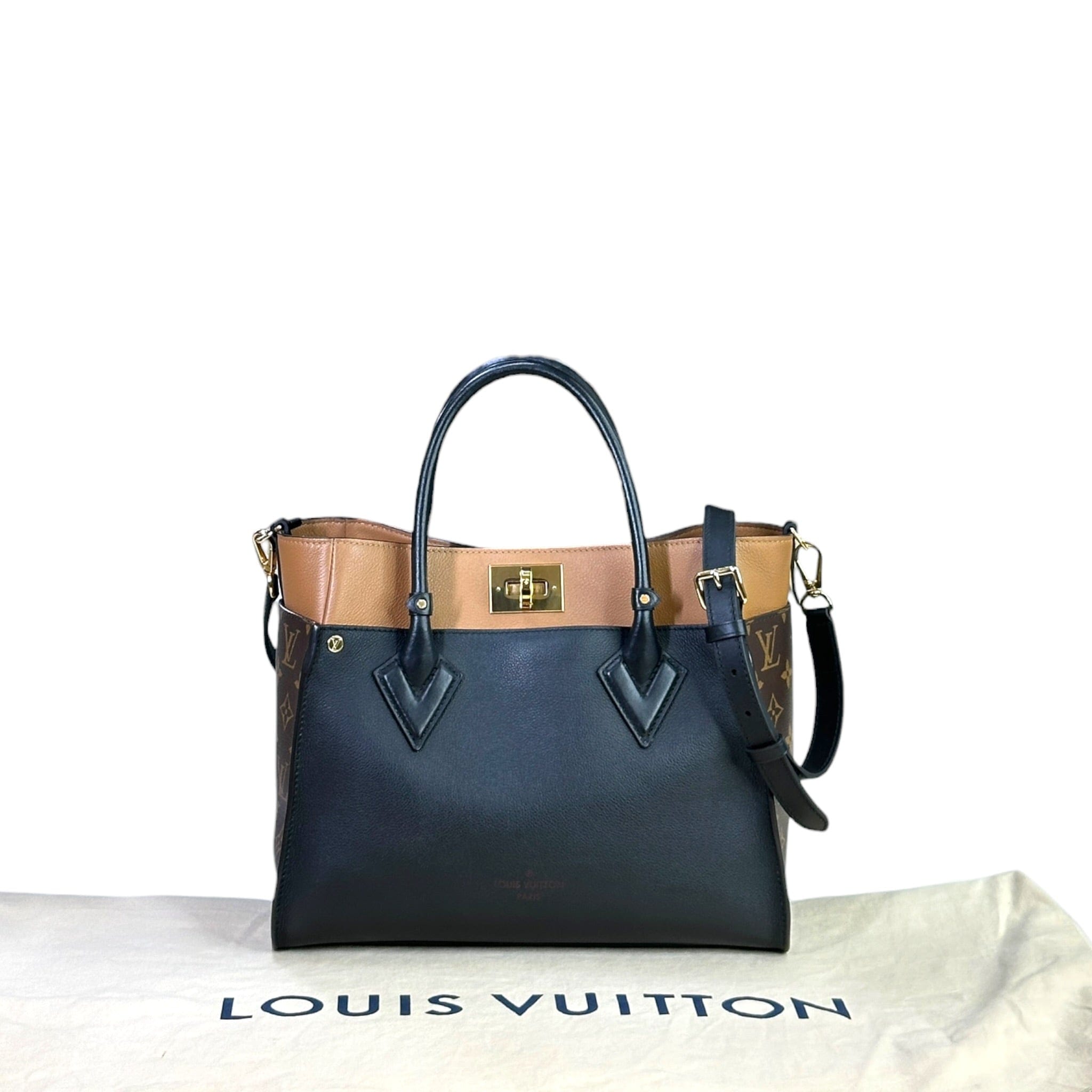 Louis Vuitton On My Side MM Black Calfskin Monogram Coated Canvas