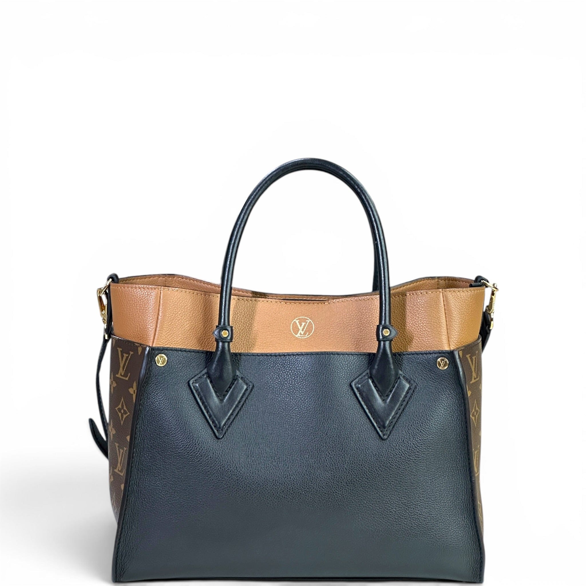 Louis Vuitton On My Side MM Black Calfskin Monogram Coated Canvas