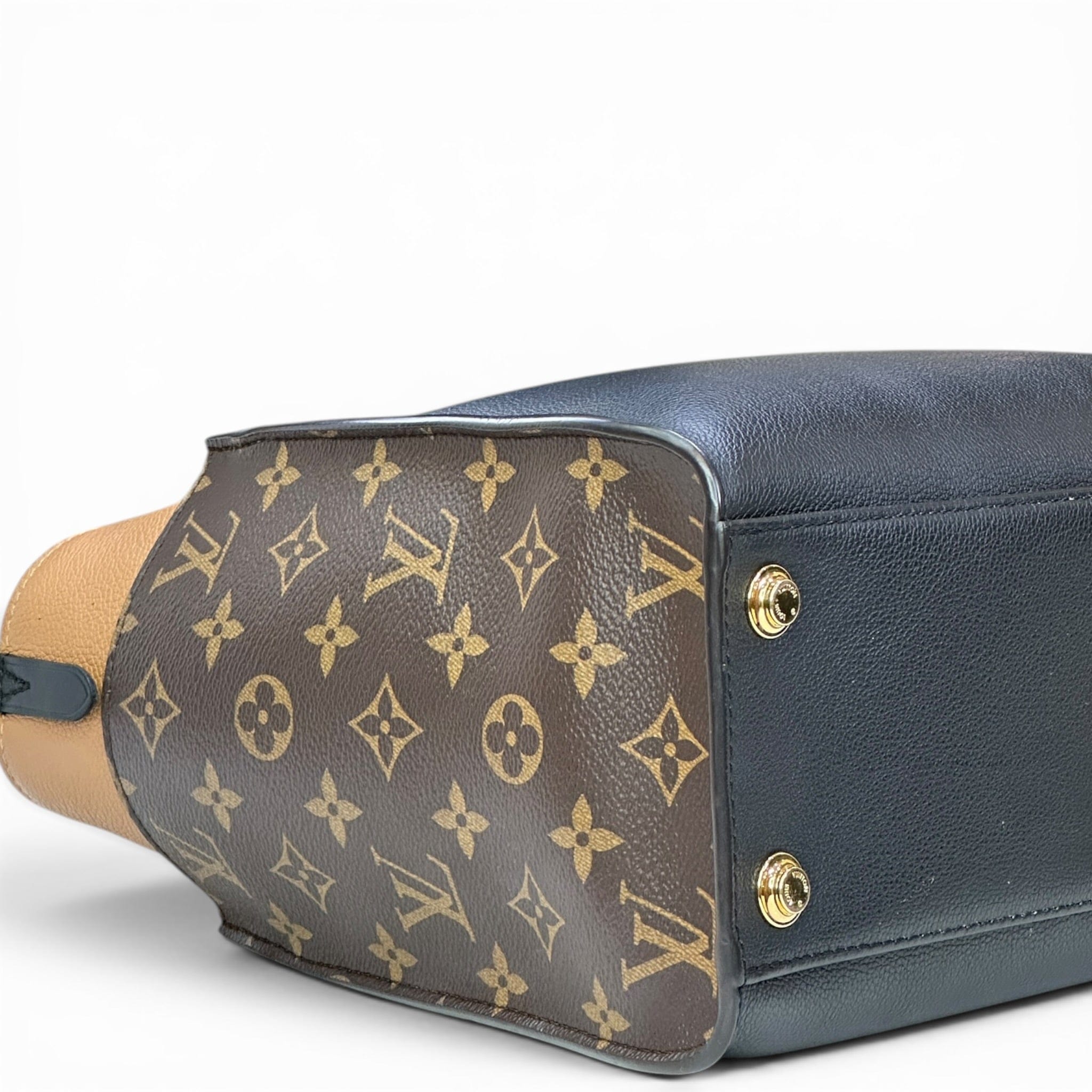 Louis Vuitton On My Side MM Black Calfskin Monogram Coated Canvas