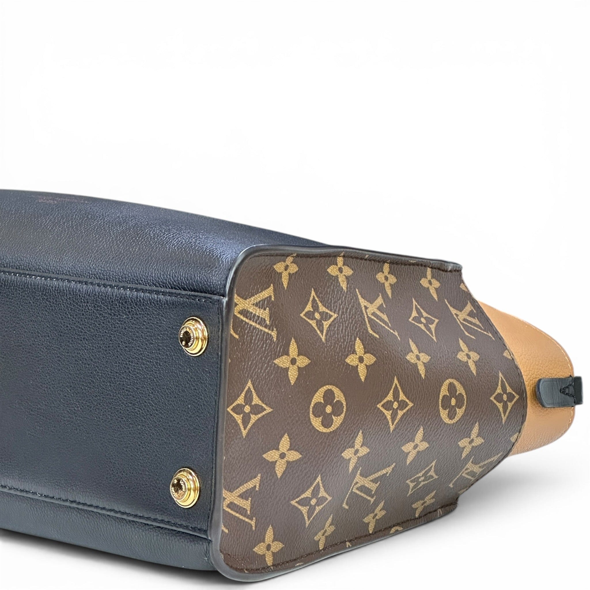 Louis Vuitton On My Side MM Black Calfskin Monogram Coated Canvas