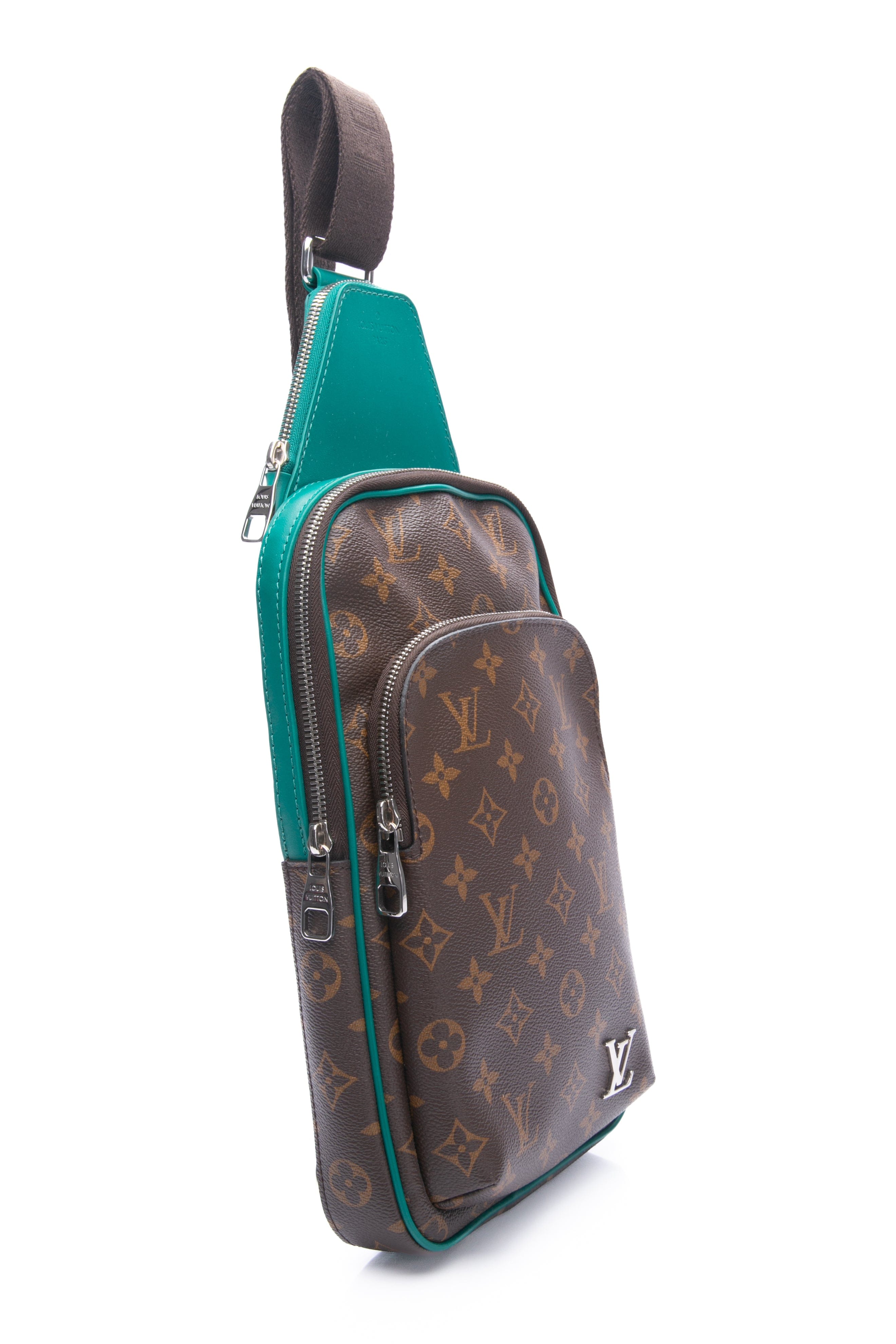 LOUIS VUITTON Green Monogram Macassar Avenue Sling Bag