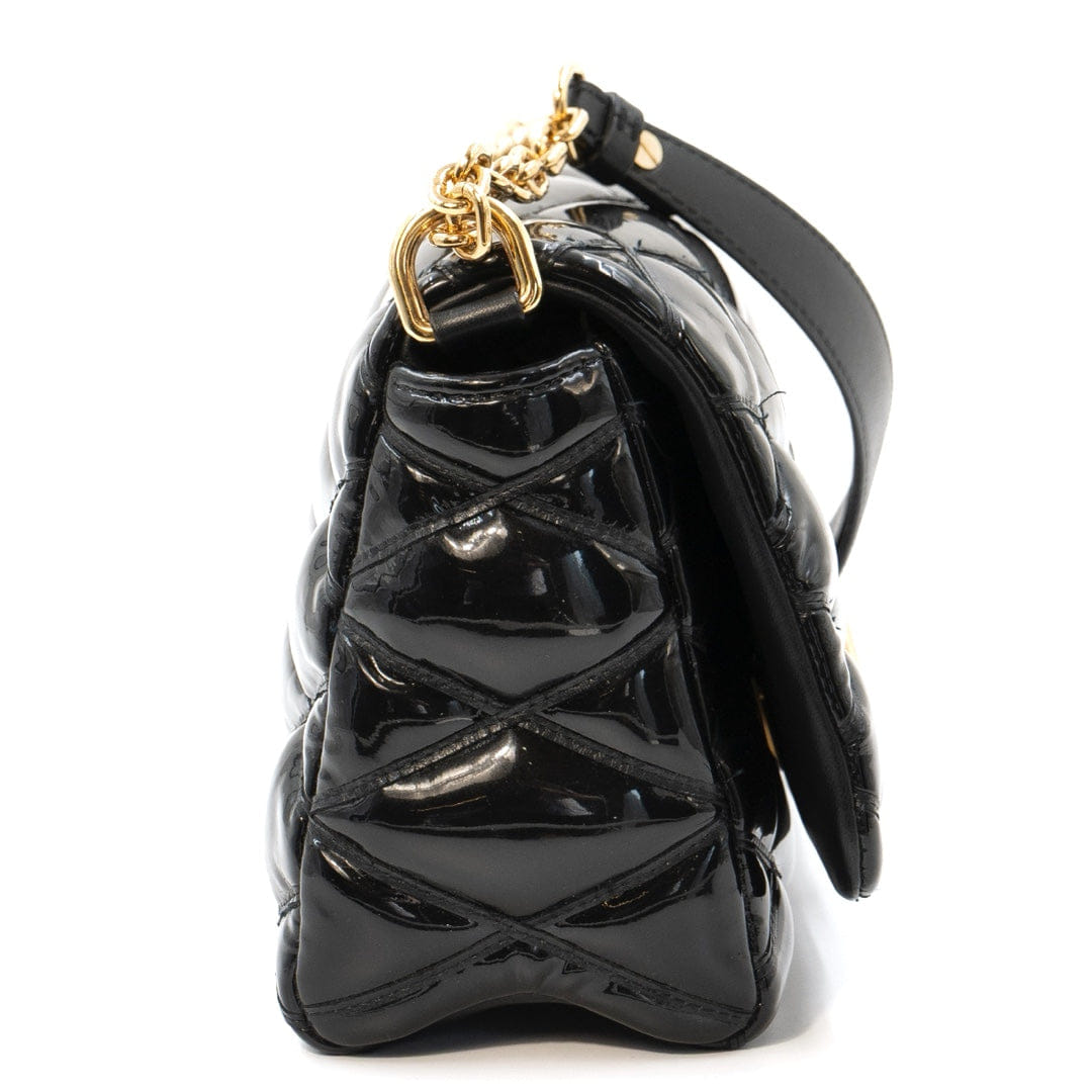 Louis Vuitton GO - 14 Malletage PM bag in black patent leather with gold - tone hardware