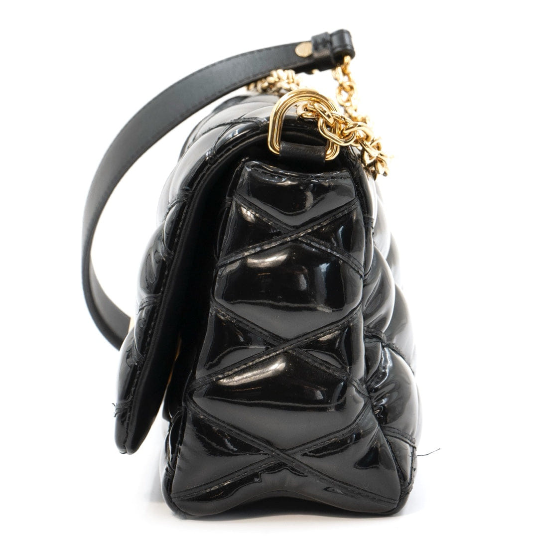 Louis Vuitton GO - 14 Malletage PM bag in black patent leather with gold - tone hardware