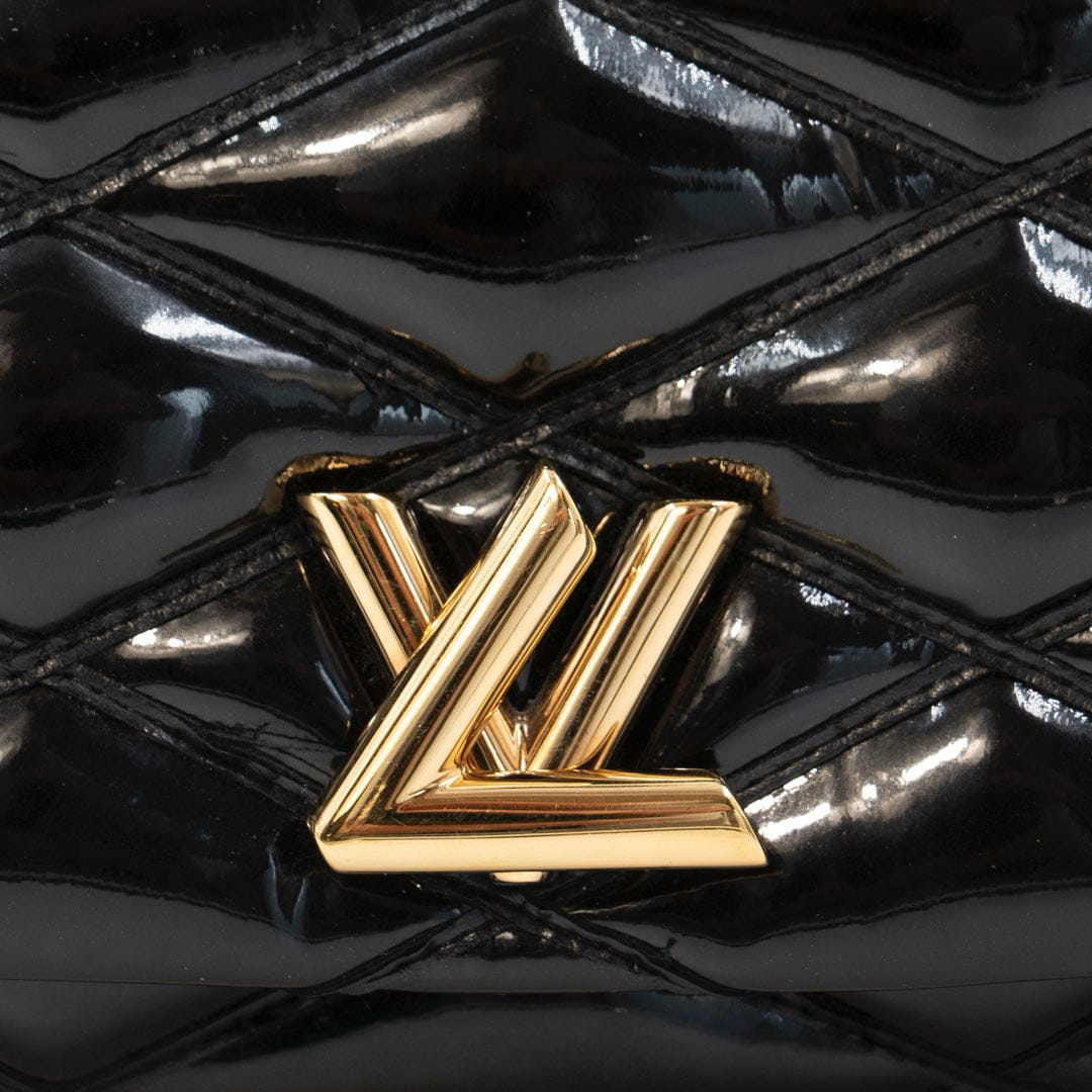 Louis Vuitton GO - 14 Malletage PM bag in black patent leather with gold - tone hardware
