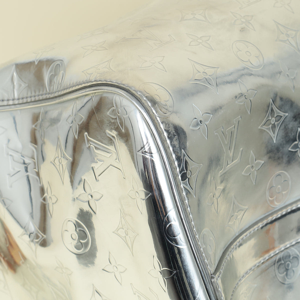 Louis Vuitton Metallic Silver Monogram Mirror Keepall Bandouliere 50 Bag