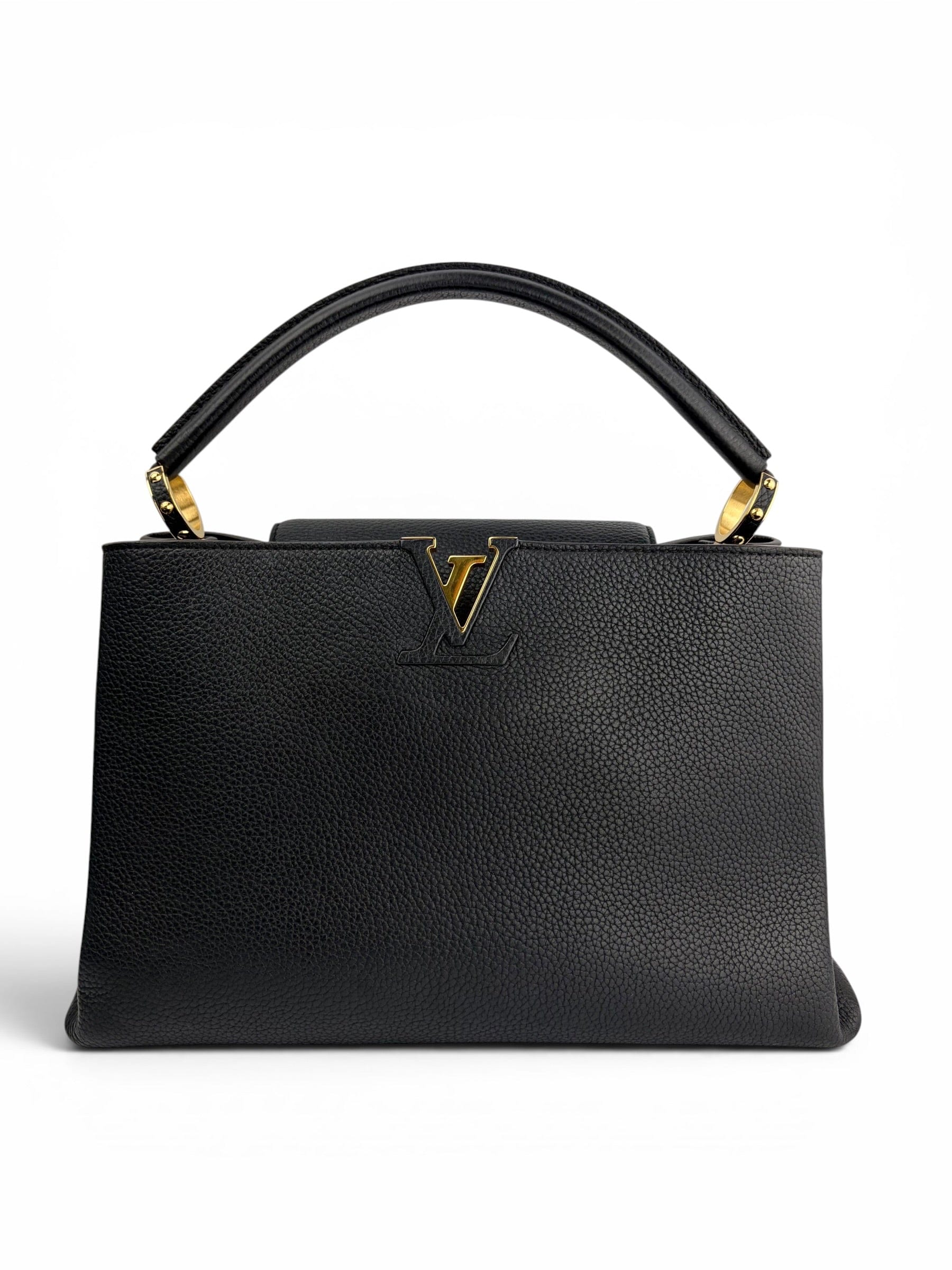 Louis Vuitton Black Taurillon Capucines MM In Box