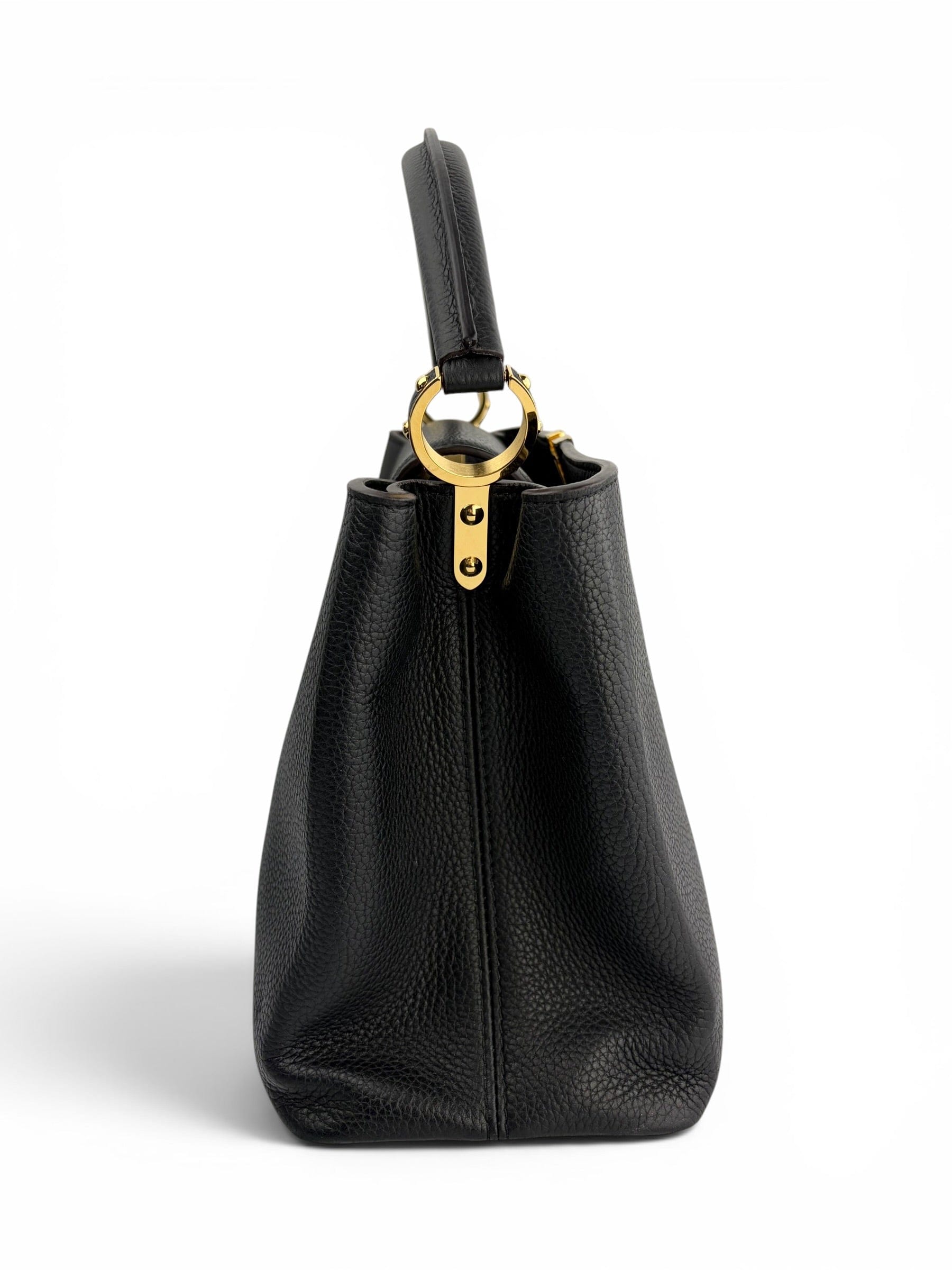 Louis Vuitton Black Taurillon Capucines MM In Box