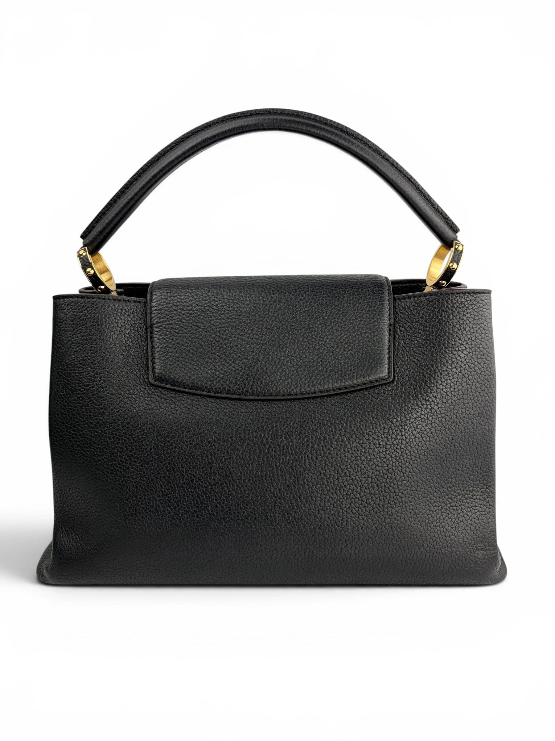Louis Vuitton Black Taurillon Capucines MM In Box